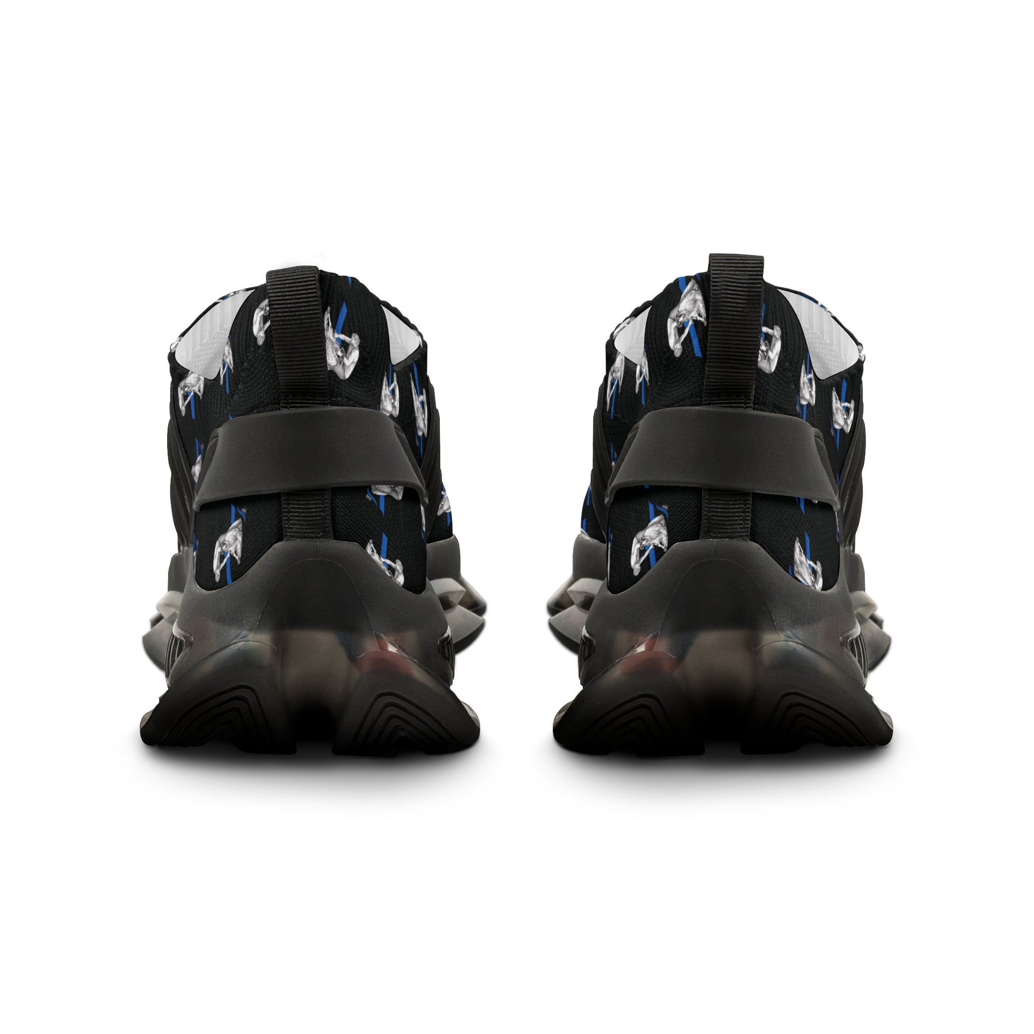 White Mesh Sneakers with Polar Bear Graphic — Men's Athletic Casual Shoes