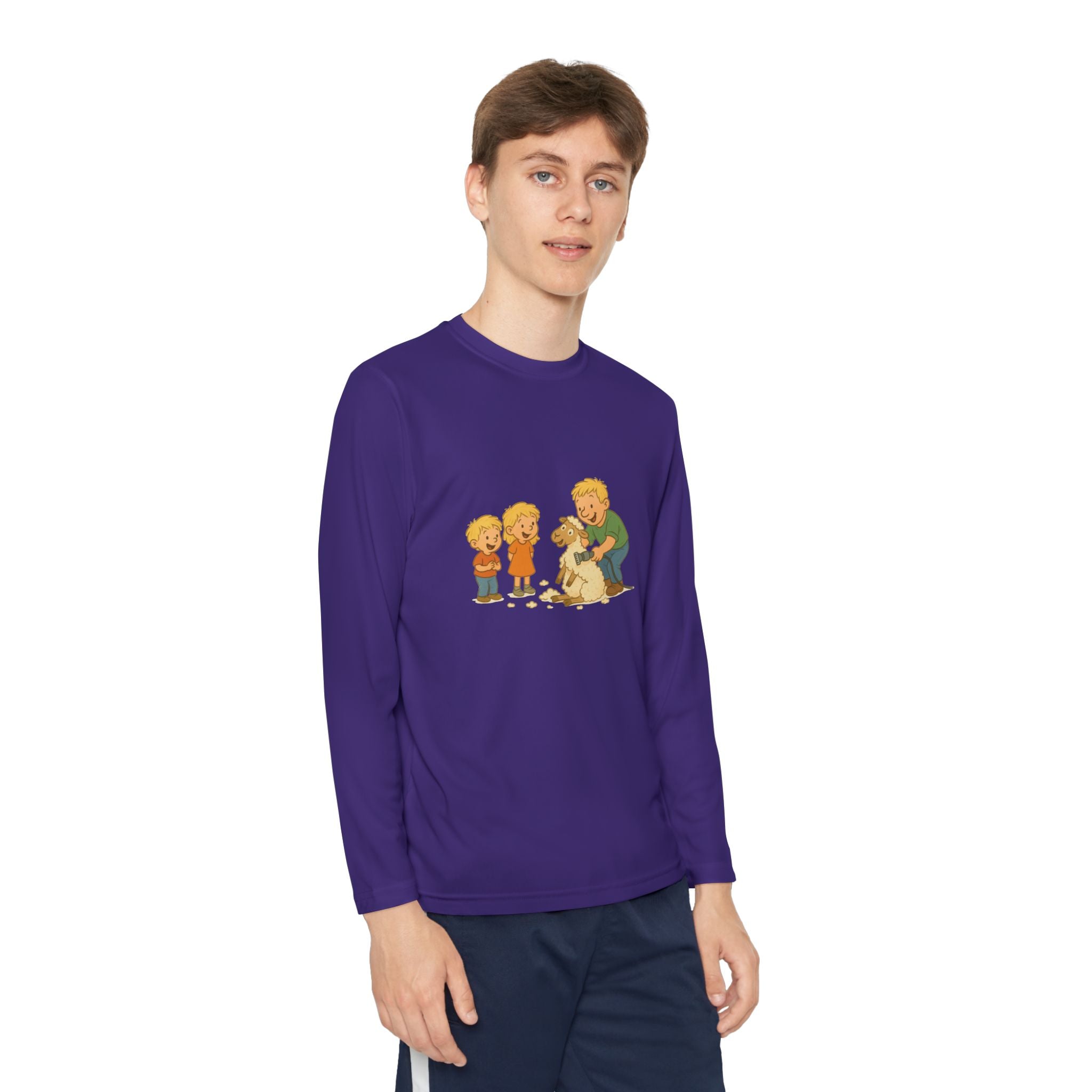 Youth Long Sleeve Tee – Kids & Dad Dog Rescue Illustration