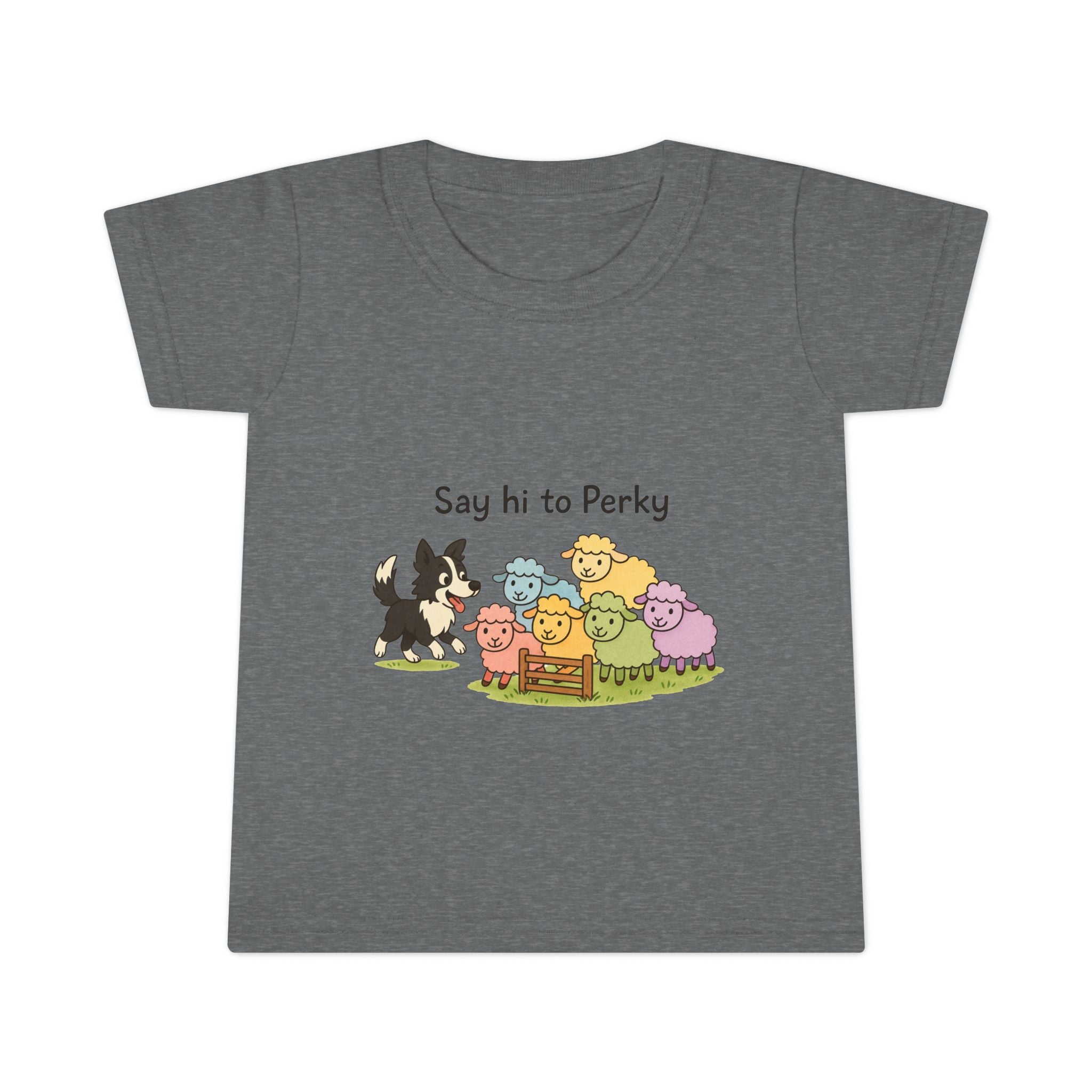 Toddler T-Shirt — "Say Hi to Perky" Cute Pastel Farm Animal Tee