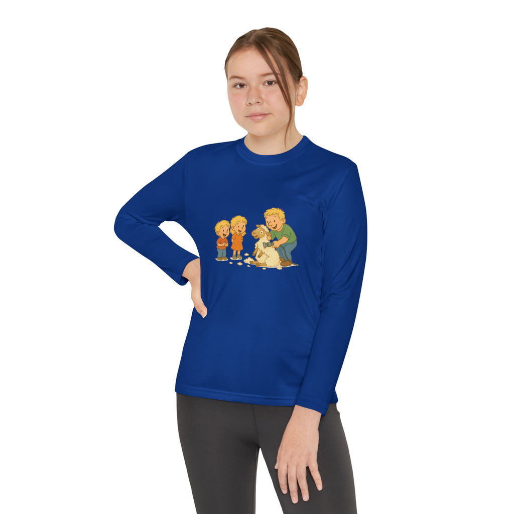 Youth Long Sleeve Tee – Kids & Dad Dog Rescue Illustration