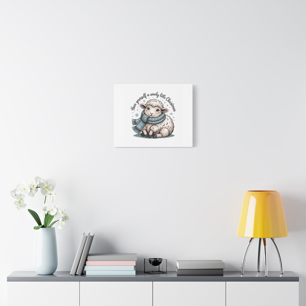 woolly little Christmas sheep Canvas | cozy animal winter print