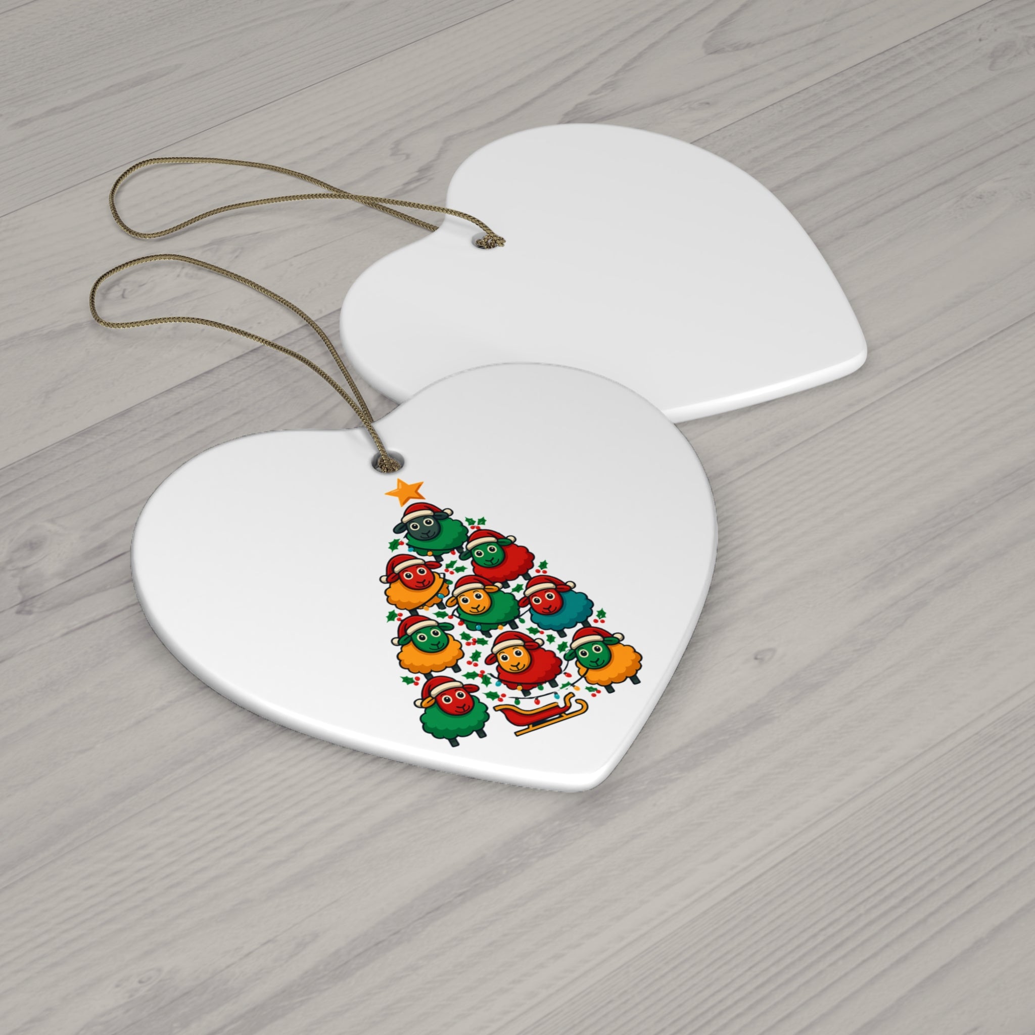 Christmas Sheep Tree Ceramic Ornament – Cute Holiday Holiday Ornament (Star Shape)