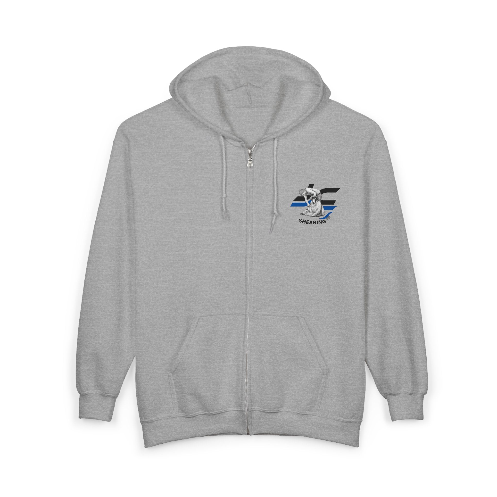 Zip Hoodie — 'Fluff Patrol' Shark Graphic Full-Zip Hoodie
