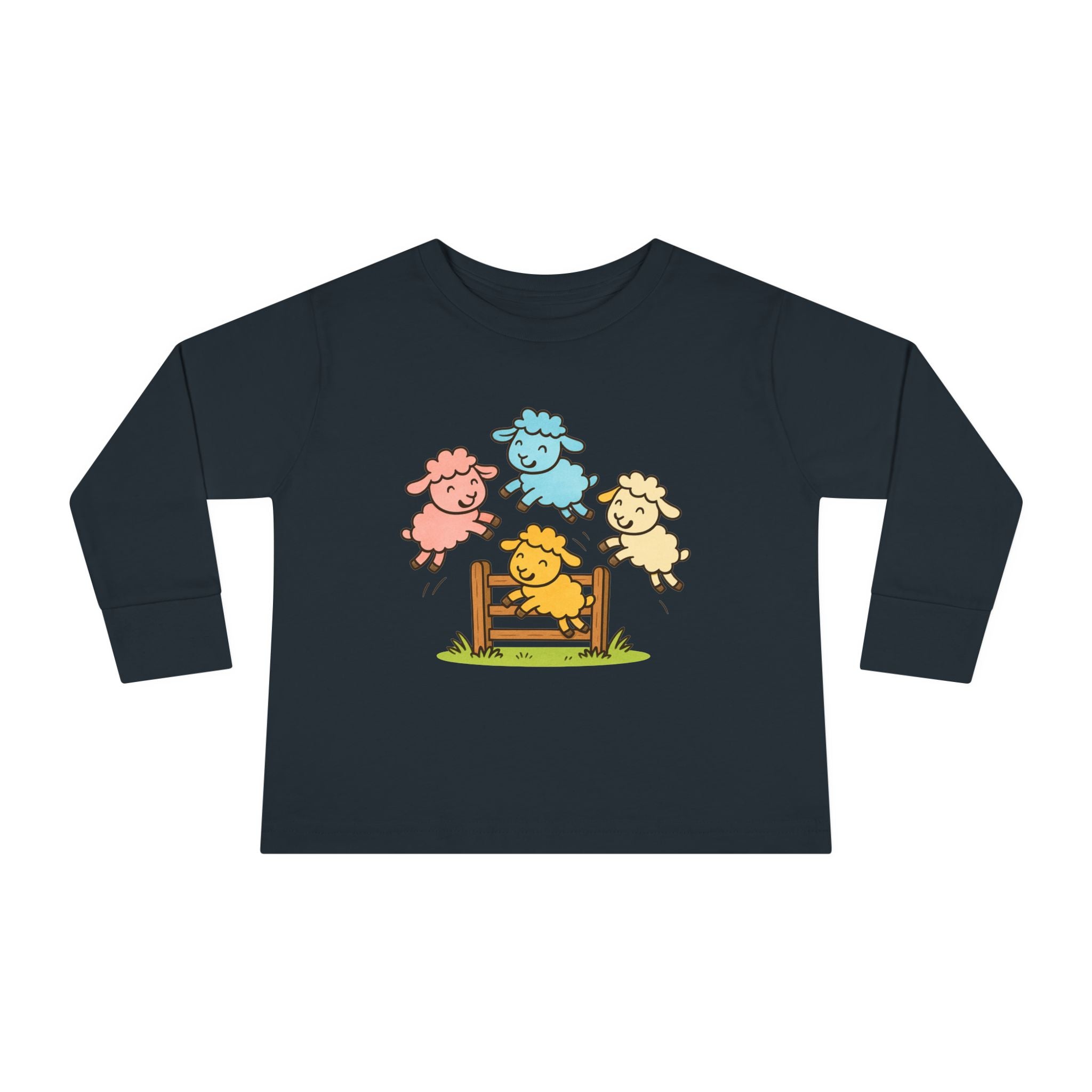 Toddler Long Sleeve Tee — Colorful Jumping Sheep Kids Shirt