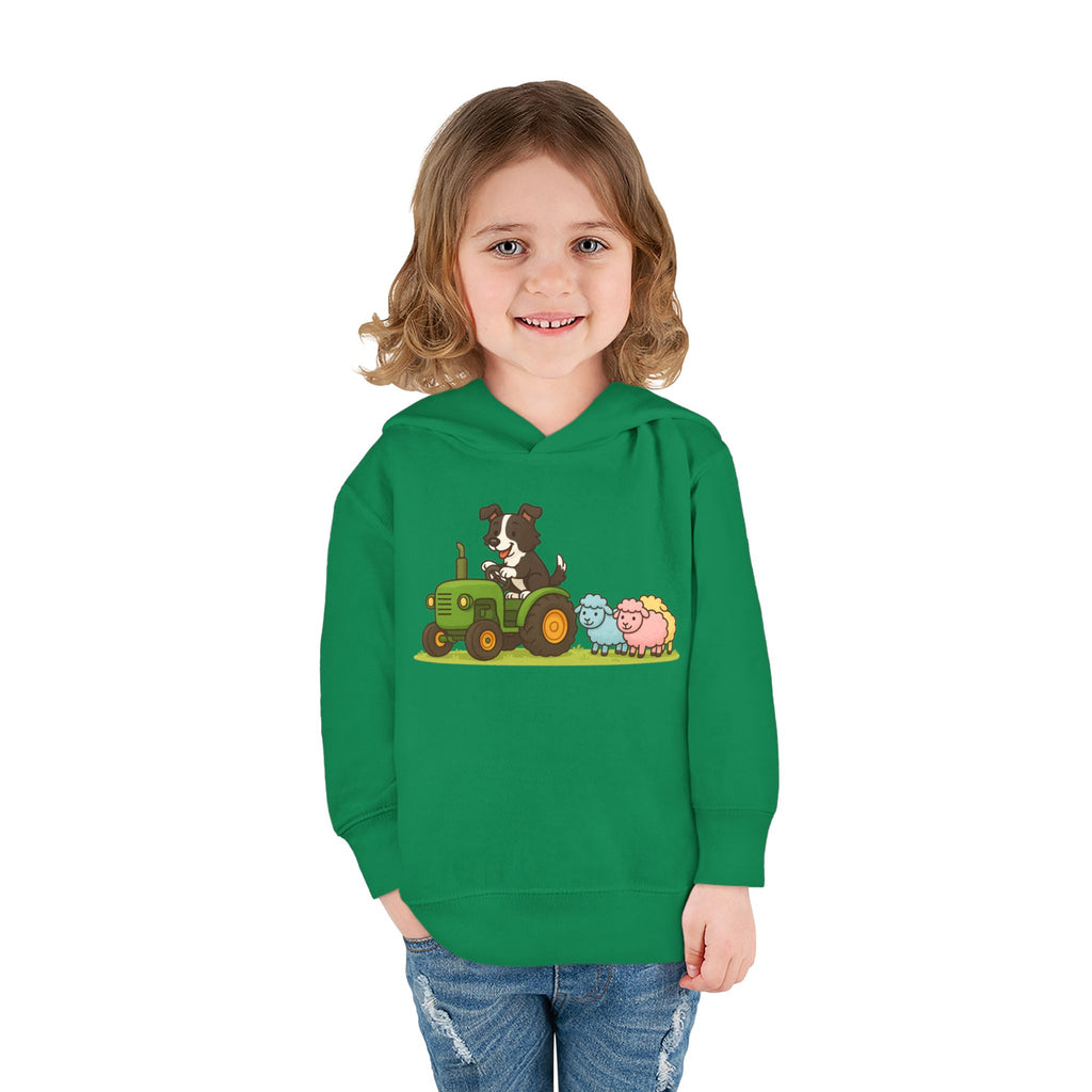 Toddler Hoodie — Cute Farm Tractor with Puppy & Sheep Kids Pullover