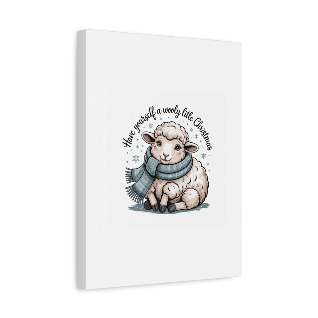 woolly little Christmas sheep Canvas | cozy animal winter print