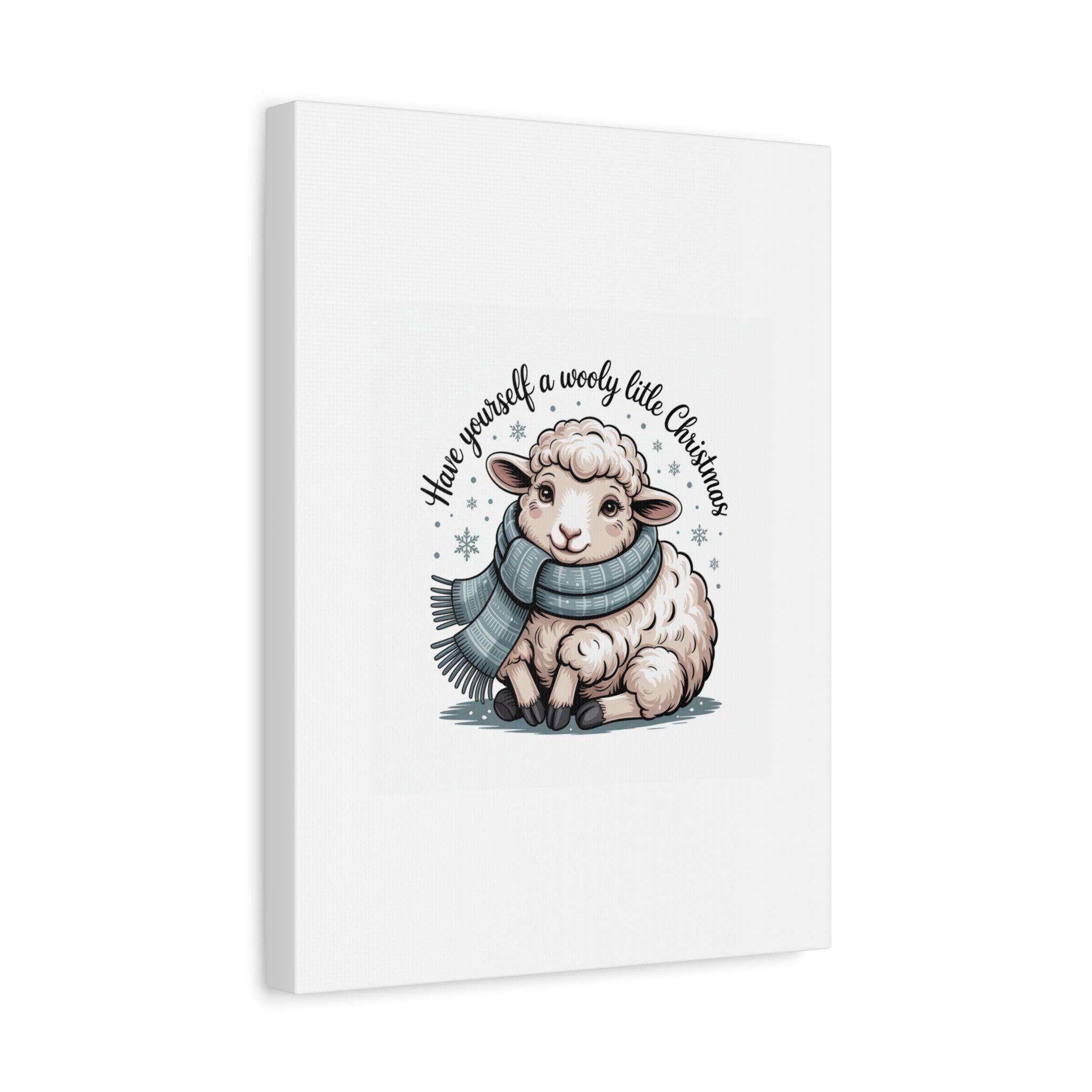 woolly little Christmas sheep Canvas | cozy animal winter print