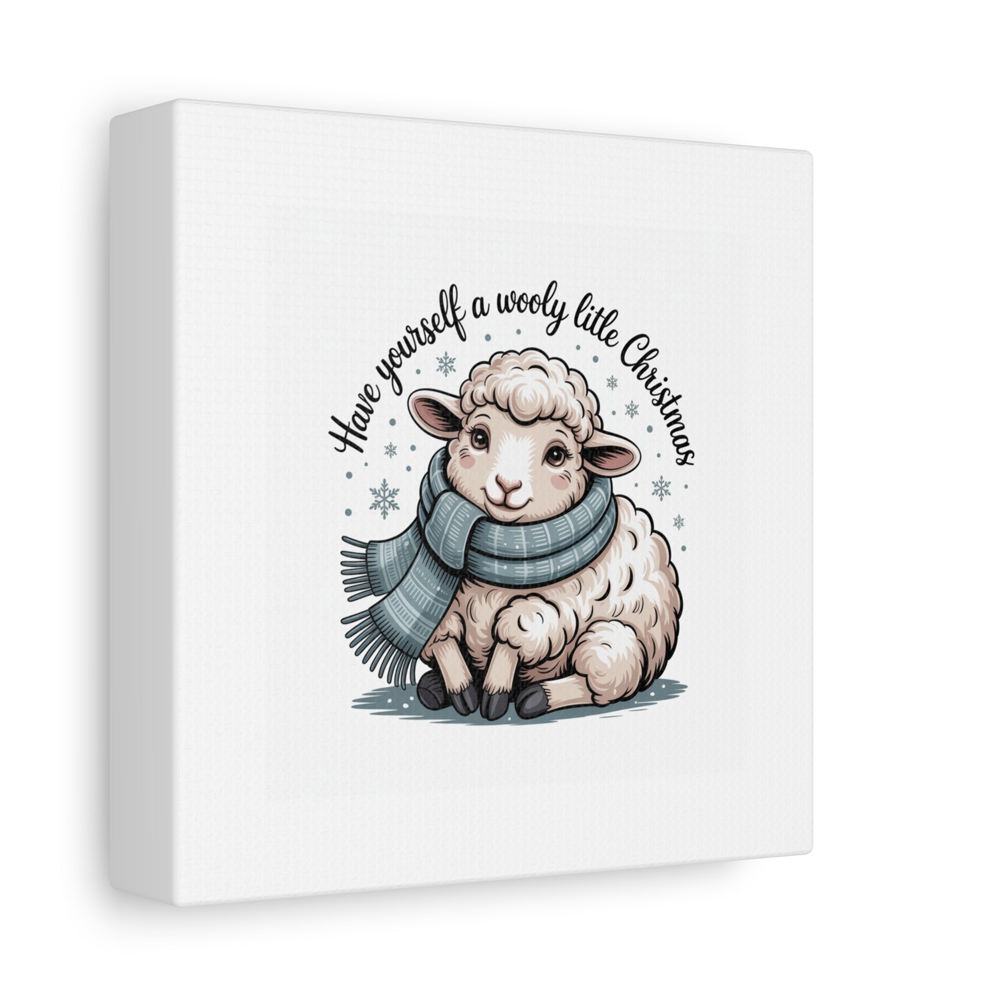woolly little Christmas sheep Canvas | cozy animal winter print