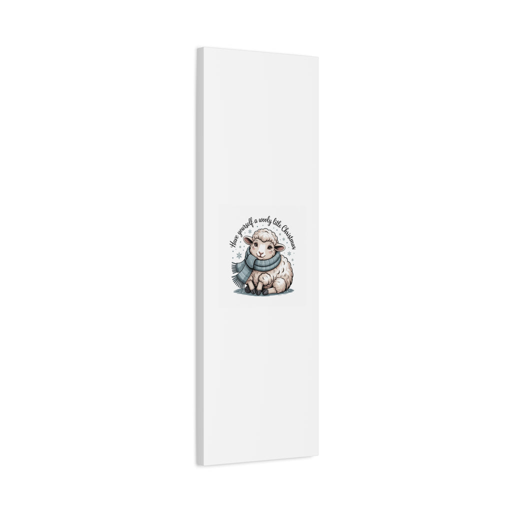 woolly little Christmas sheep Canvas | cozy animal winter print