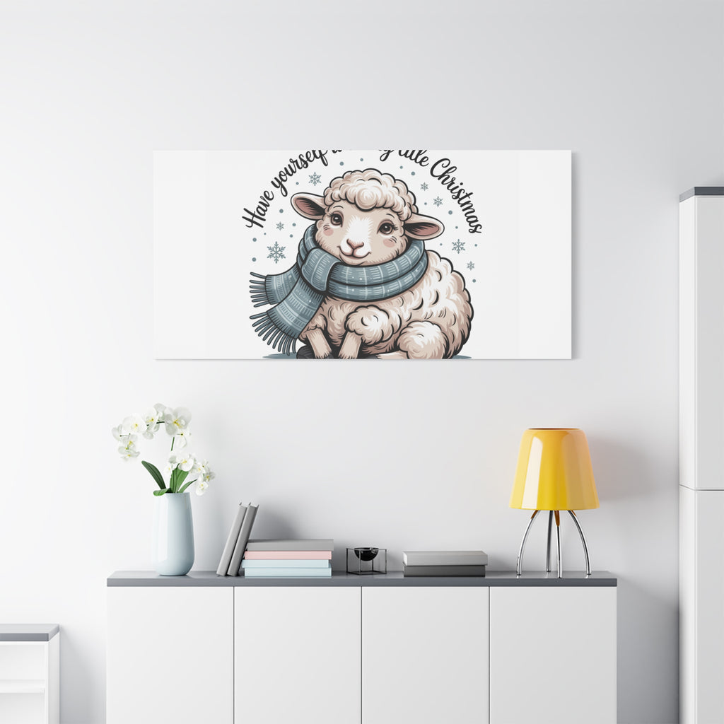woolly little Christmas sheep Canvas | cozy animal winter print