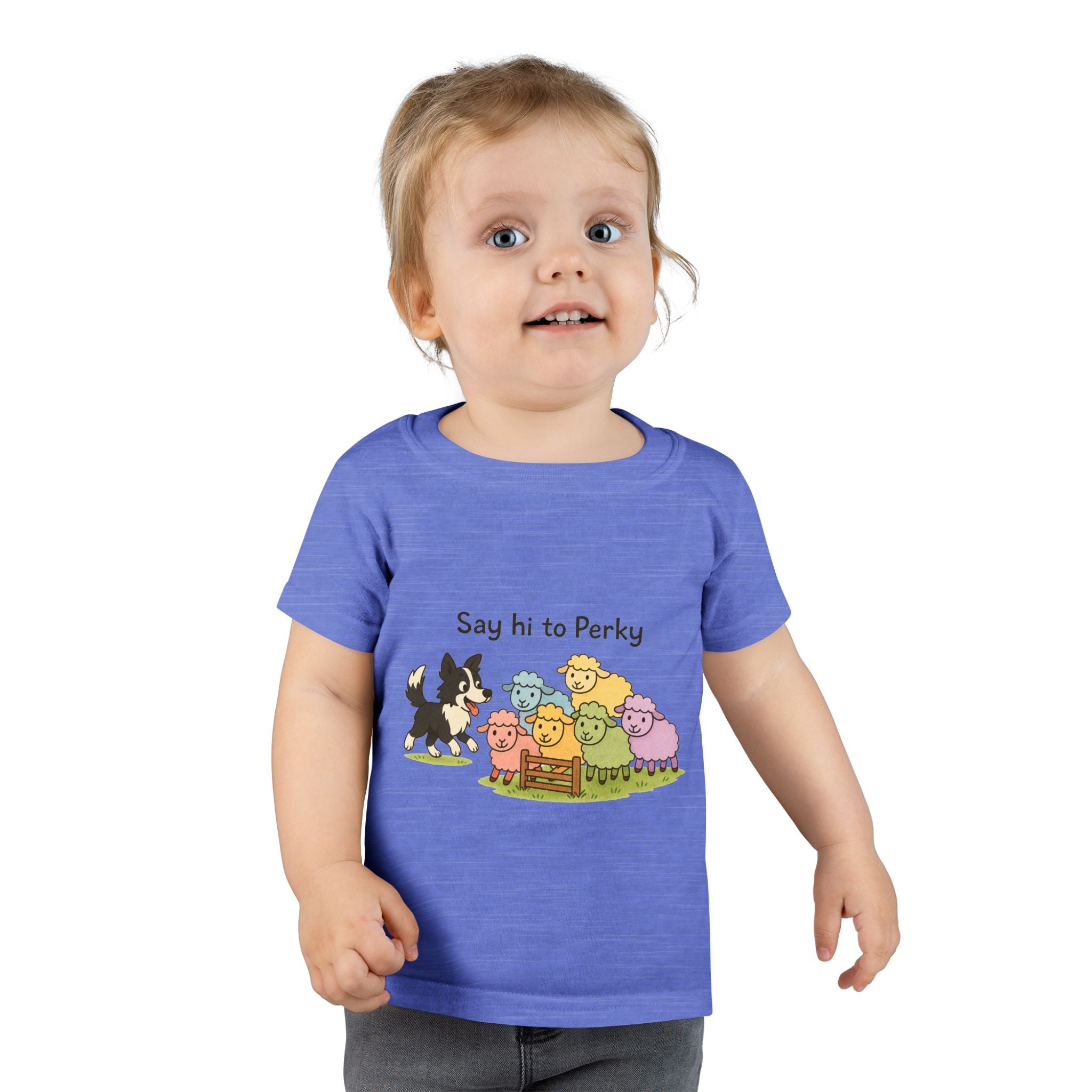 Toddler T-Shirt — "Say Hi to Perky" Cute Pastel Farm Animal Tee