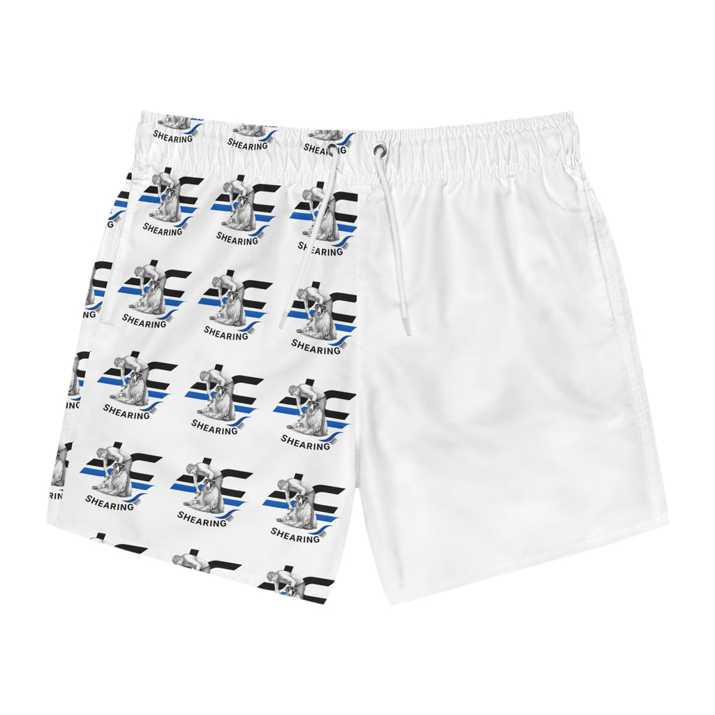 Shearing Pattern Swim Trunks – Sheep Shears All-Over Print Beach Shorts