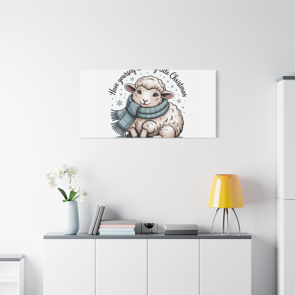 woolly little Christmas sheep Canvas | cozy animal winter print
