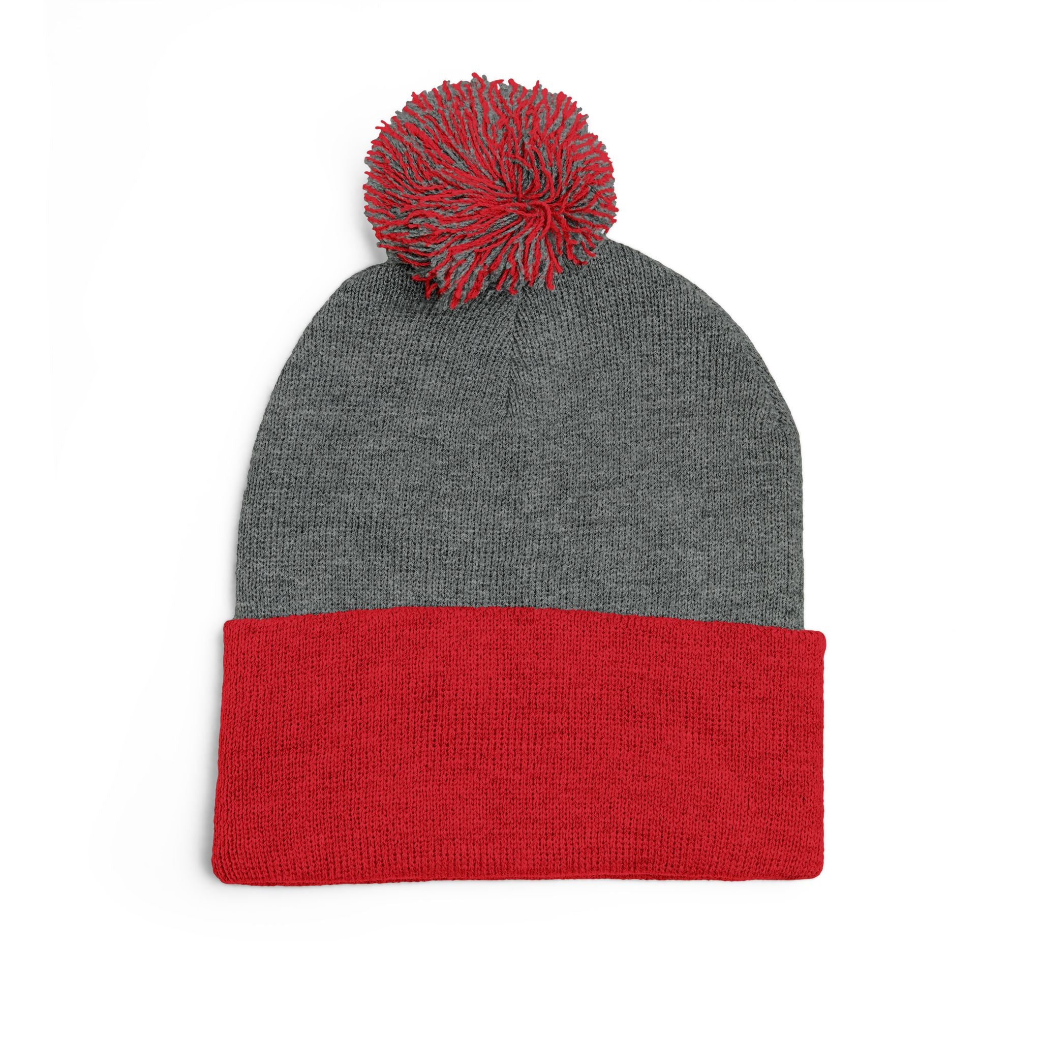 Embroidered Winter Pom-Pom Beanie — Cute Chick Couple Design
