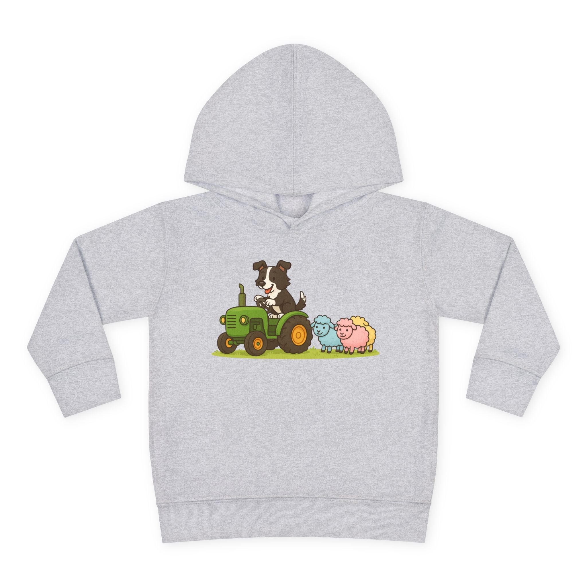 Toddler Hoodie — Cute Farm Tractor with Puppy & Sheep Kids Pullover