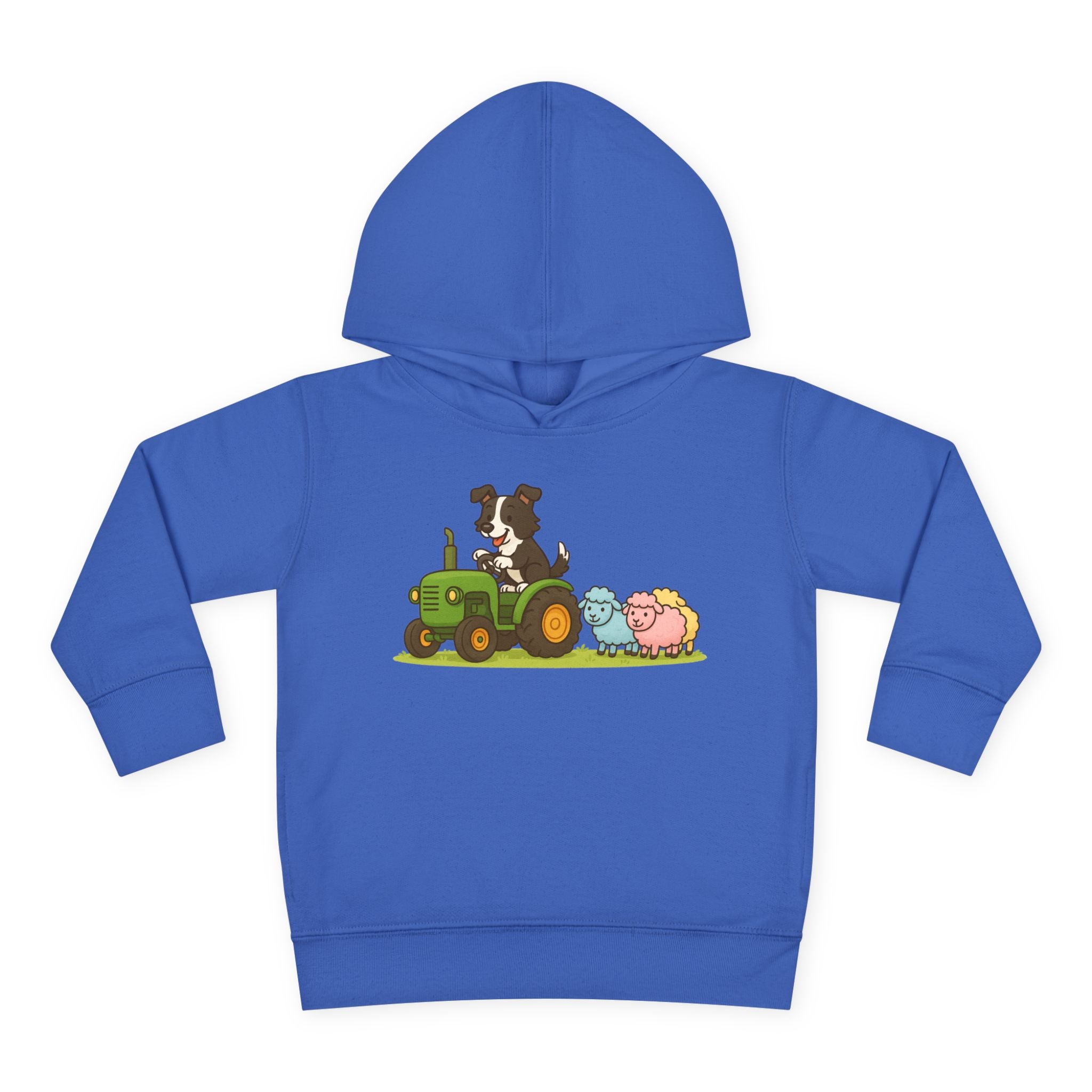 Toddler Hoodie — Cute Farm Tractor with Puppy & Sheep Kids Pullover