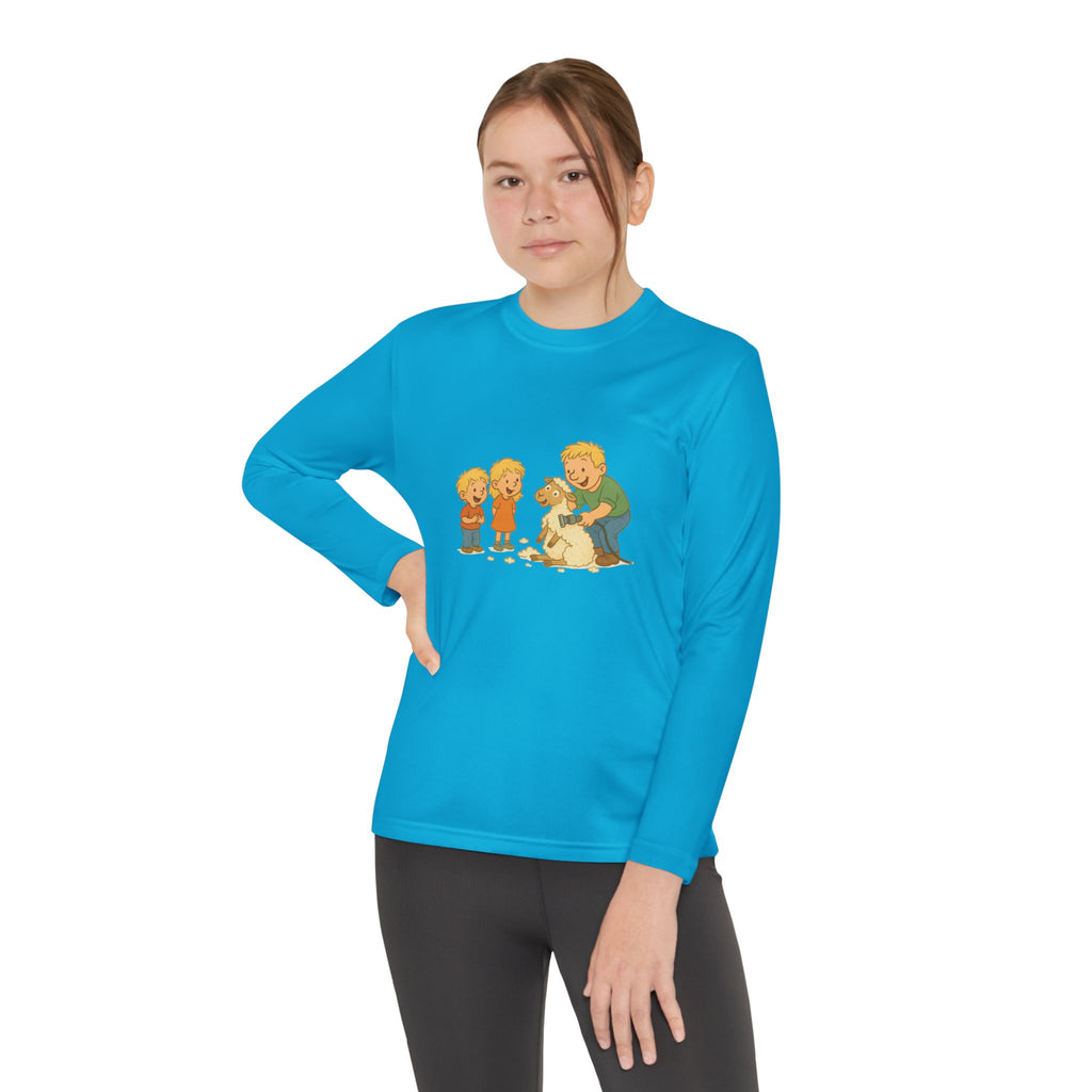 Youth Long Sleeve Tee – Kids & Dad Dog Rescue Illustration