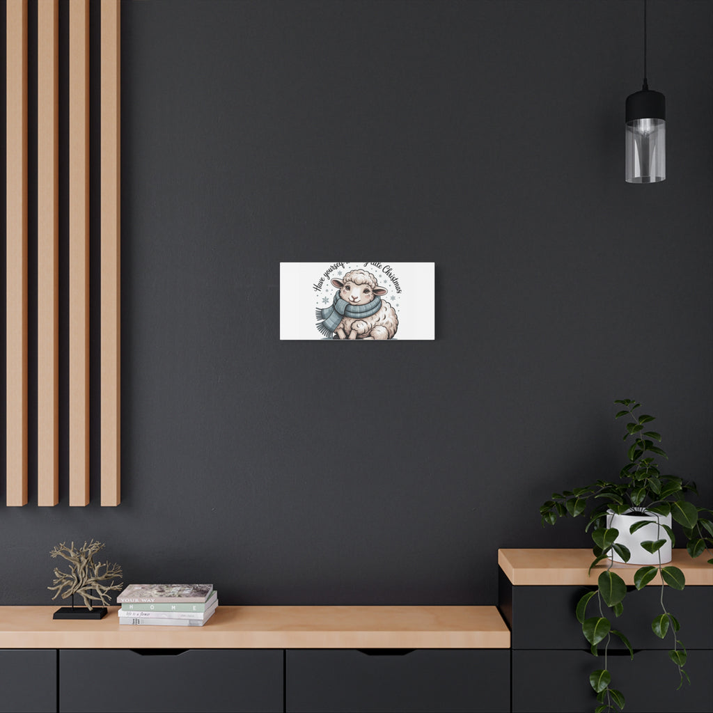 woolly little Christmas sheep Canvas | cozy animal winter print