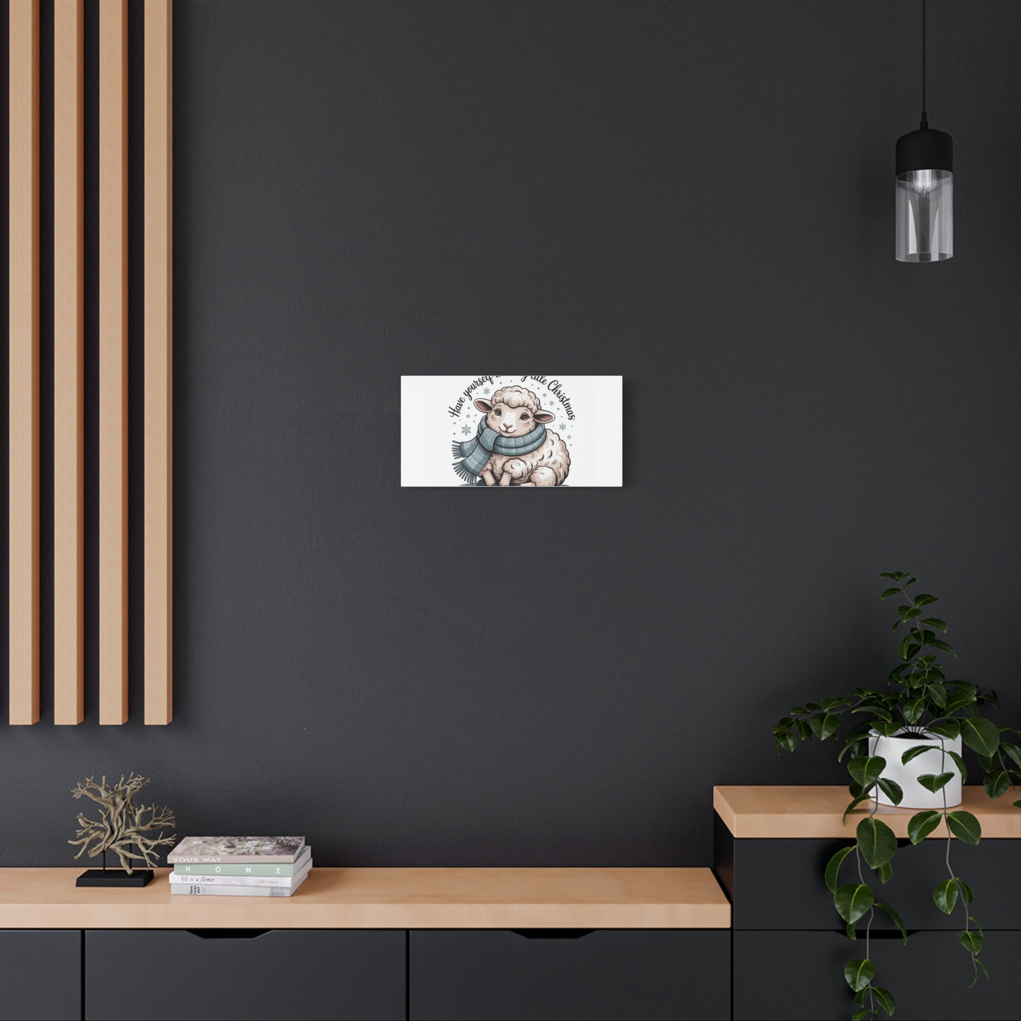 woolly little Christmas sheep Canvas | cozy animal winter print