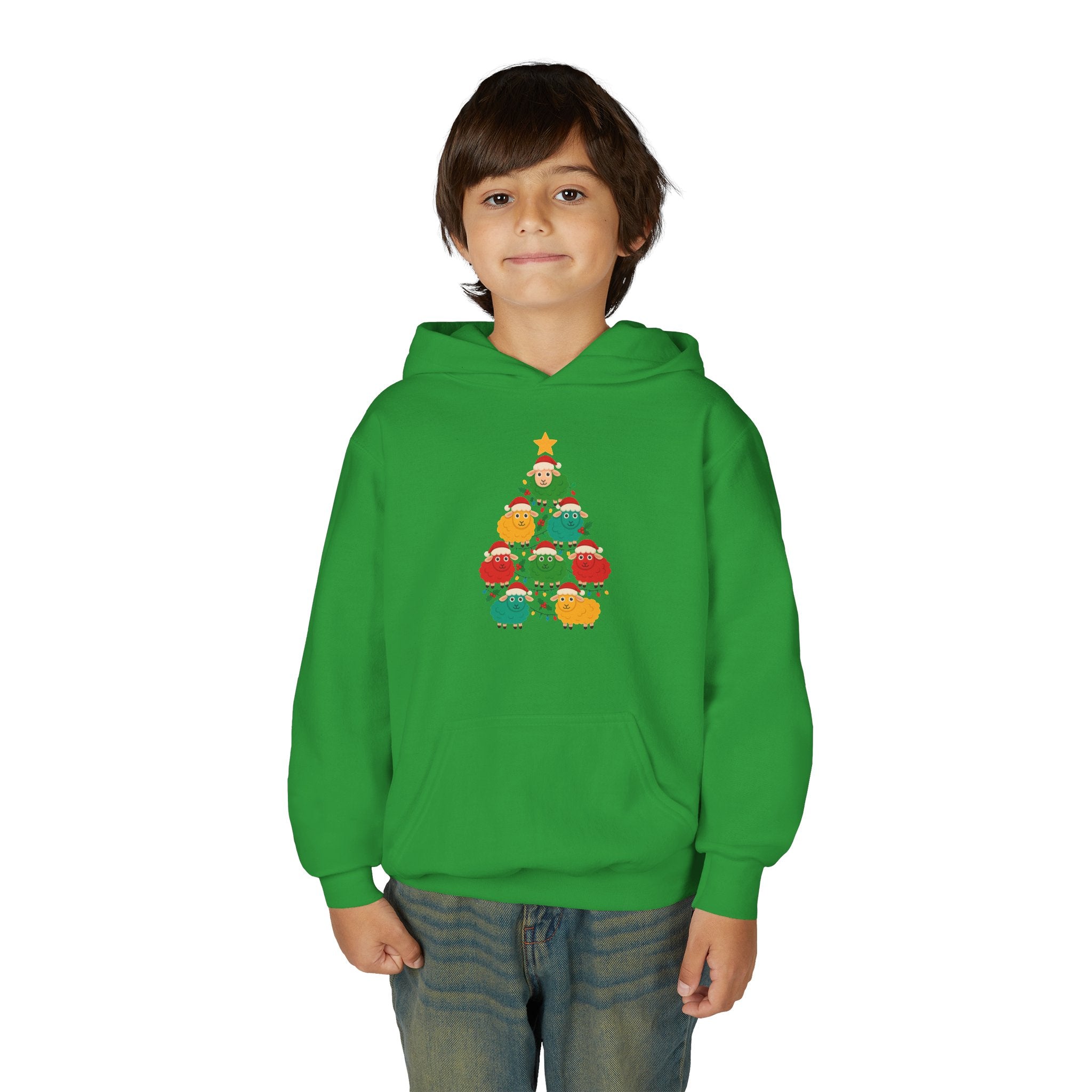 Kids Christmas Sheep Tree Hoodie — Cute Holiday Youth Sweatshirt