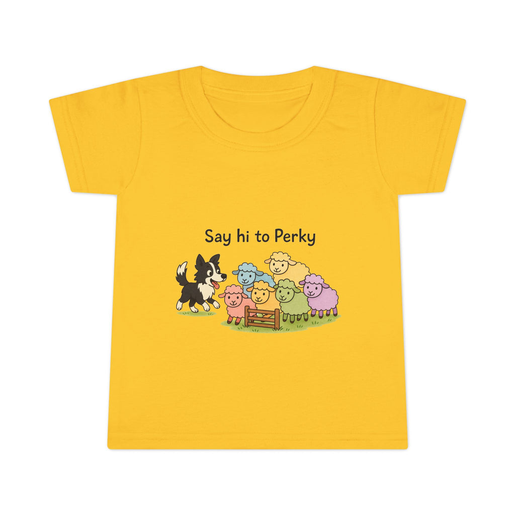 Toddler T-Shirt — "Say Hi to Perky" Cute Pastel Farm Animal Tee