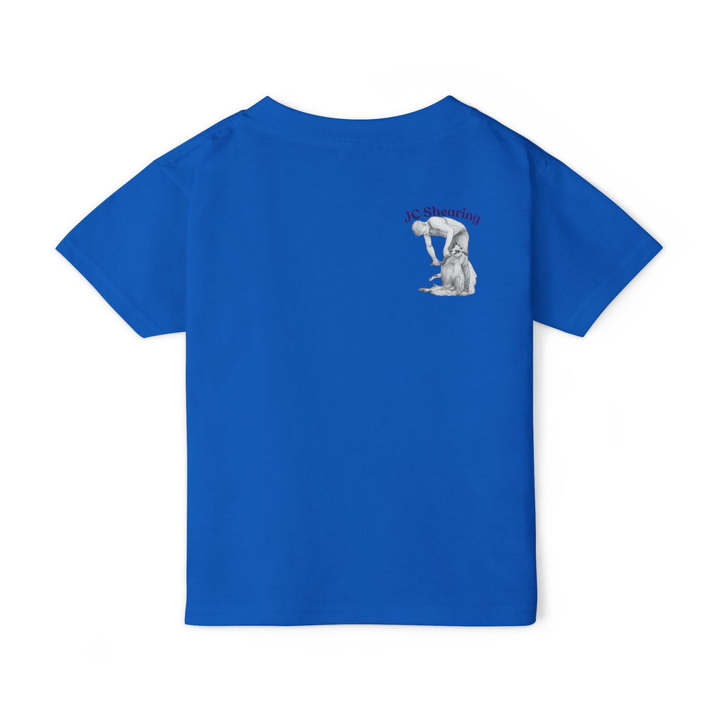 Toddler T-Shirt — Cartoon Farm Tractor with Border Collie & Sheep Friends