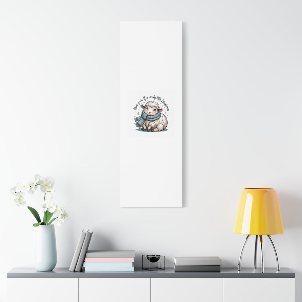 woolly little Christmas sheep Canvas | cozy animal winter print