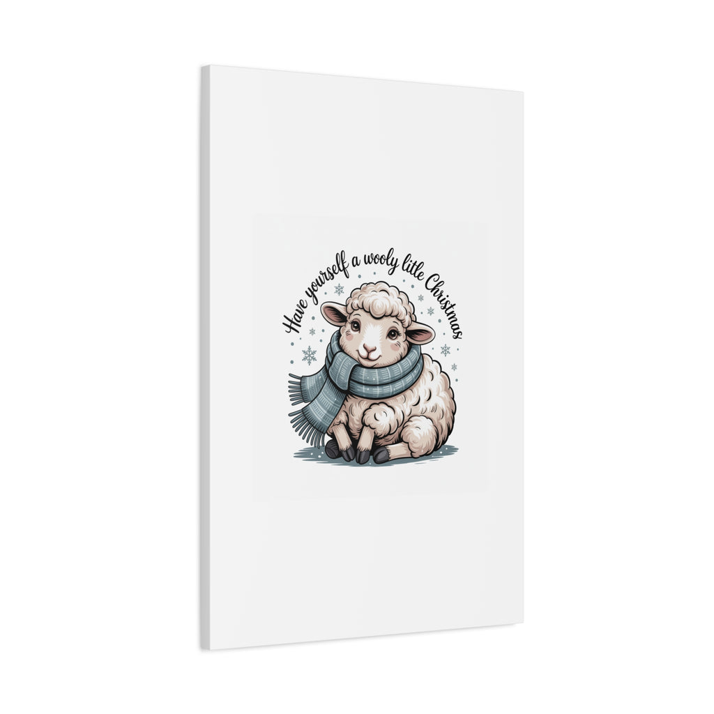 woolly little Christmas sheep Canvas | cozy animal winter print