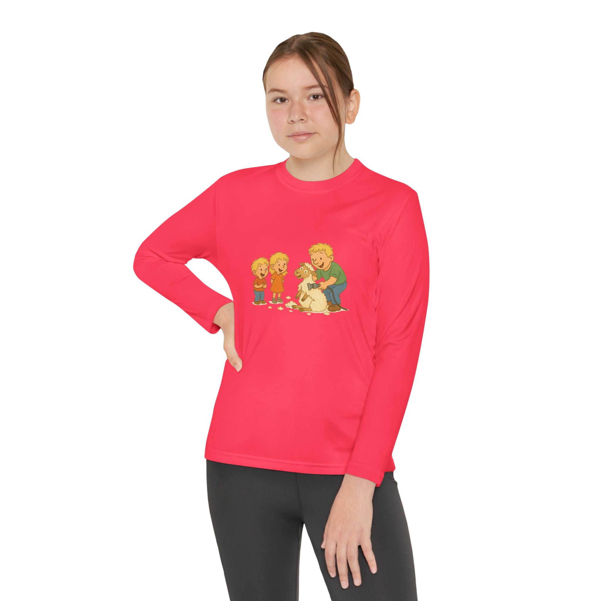 Youth Long Sleeve Tee – Kids & Dad Dog Rescue Illustration