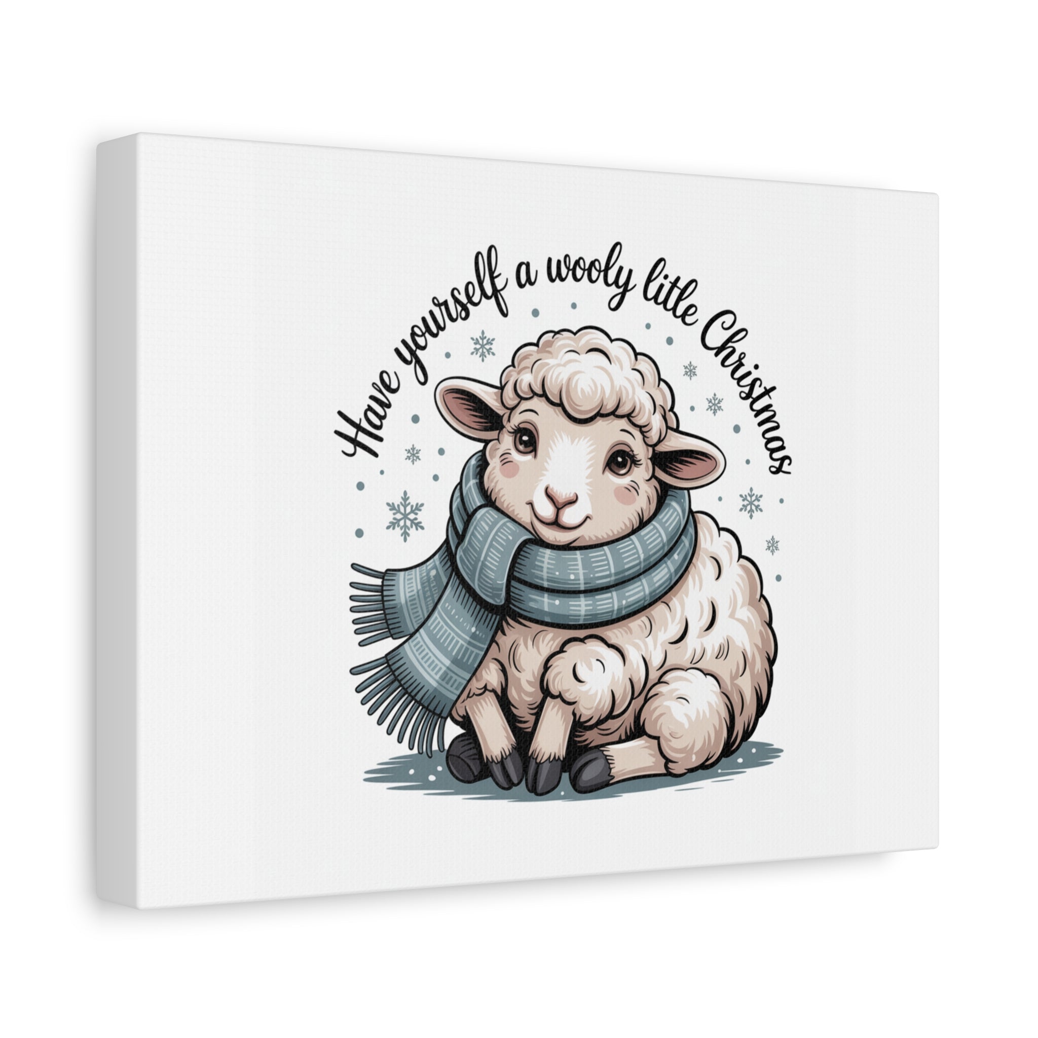 woolly little Christmas sheep Canvas | cozy animal winter print