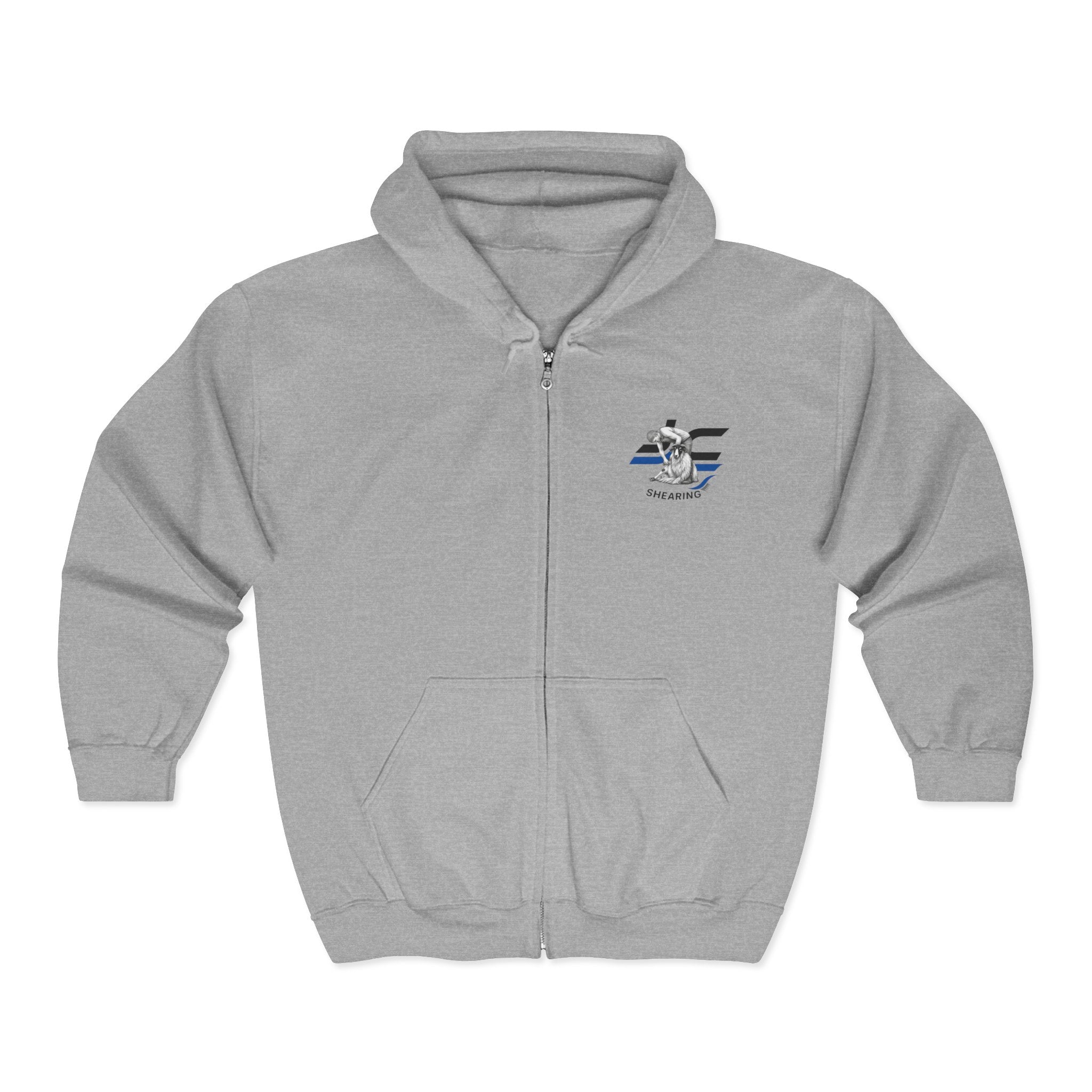 Zip Hoodie — 'Fluff Patrol' Shark Graphic Full-Zip Hoodie