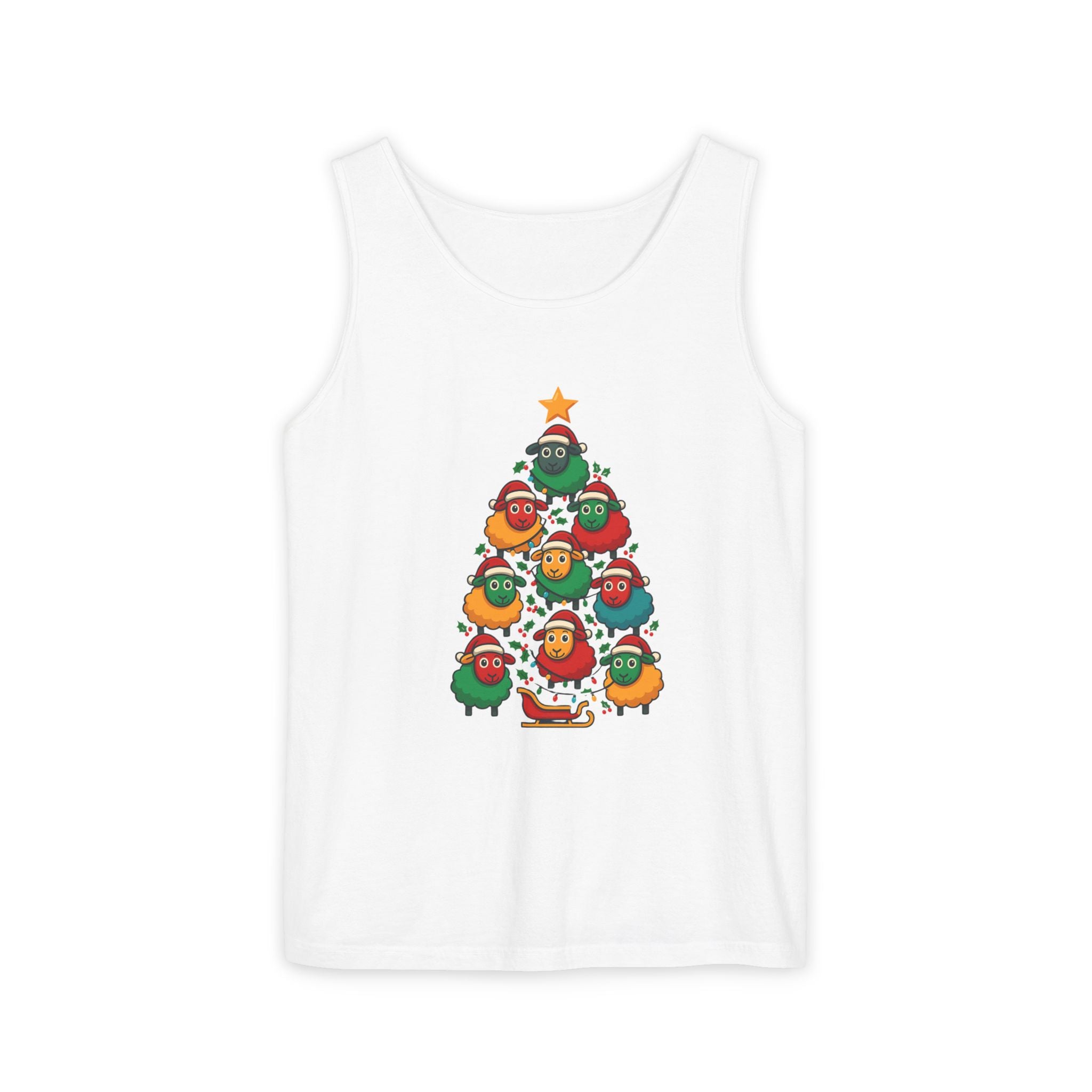 Christmas Sheep Tree Tank Top – Cute Holiday Chick Ornament Design