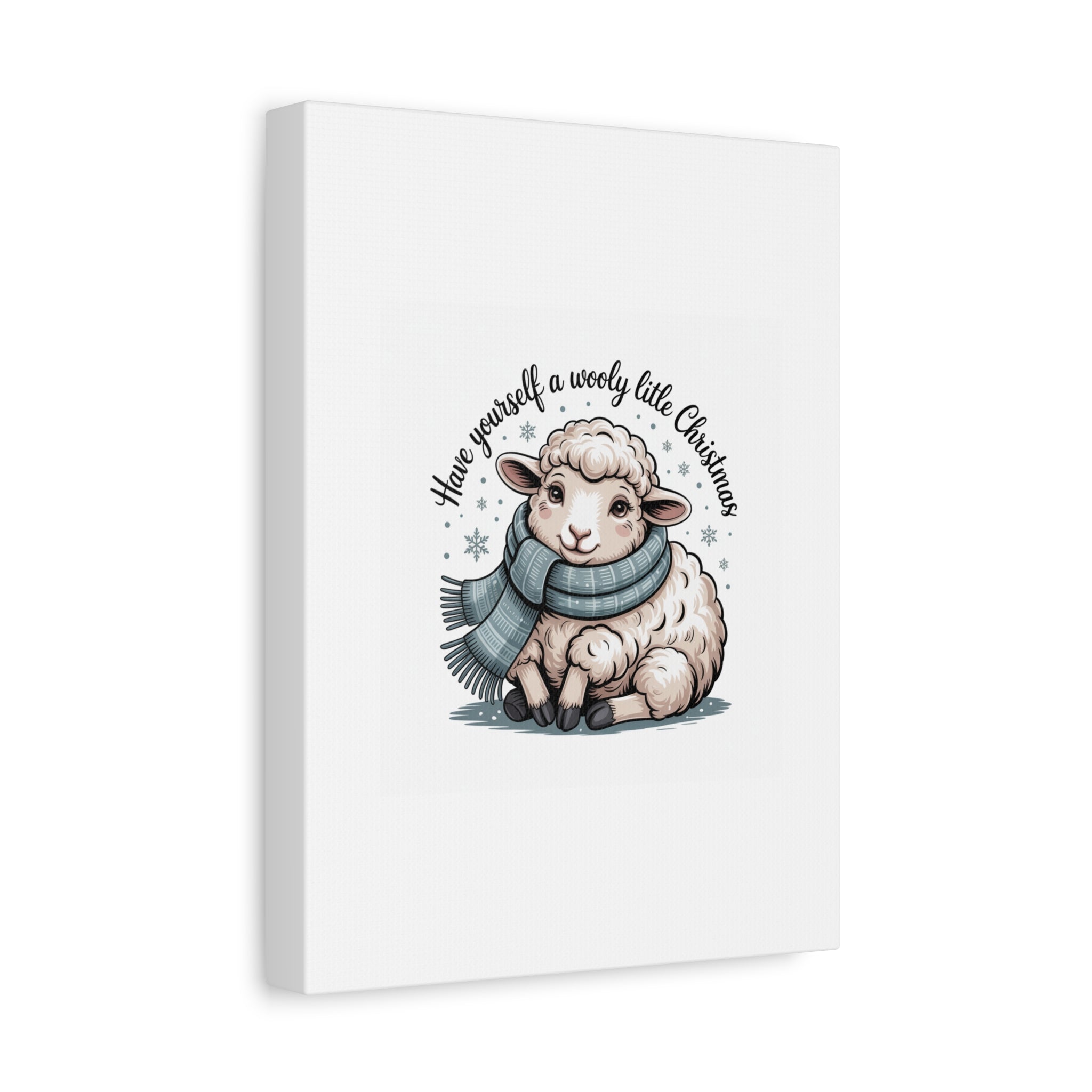 woolly little Christmas sheep Canvas | cozy animal winter print