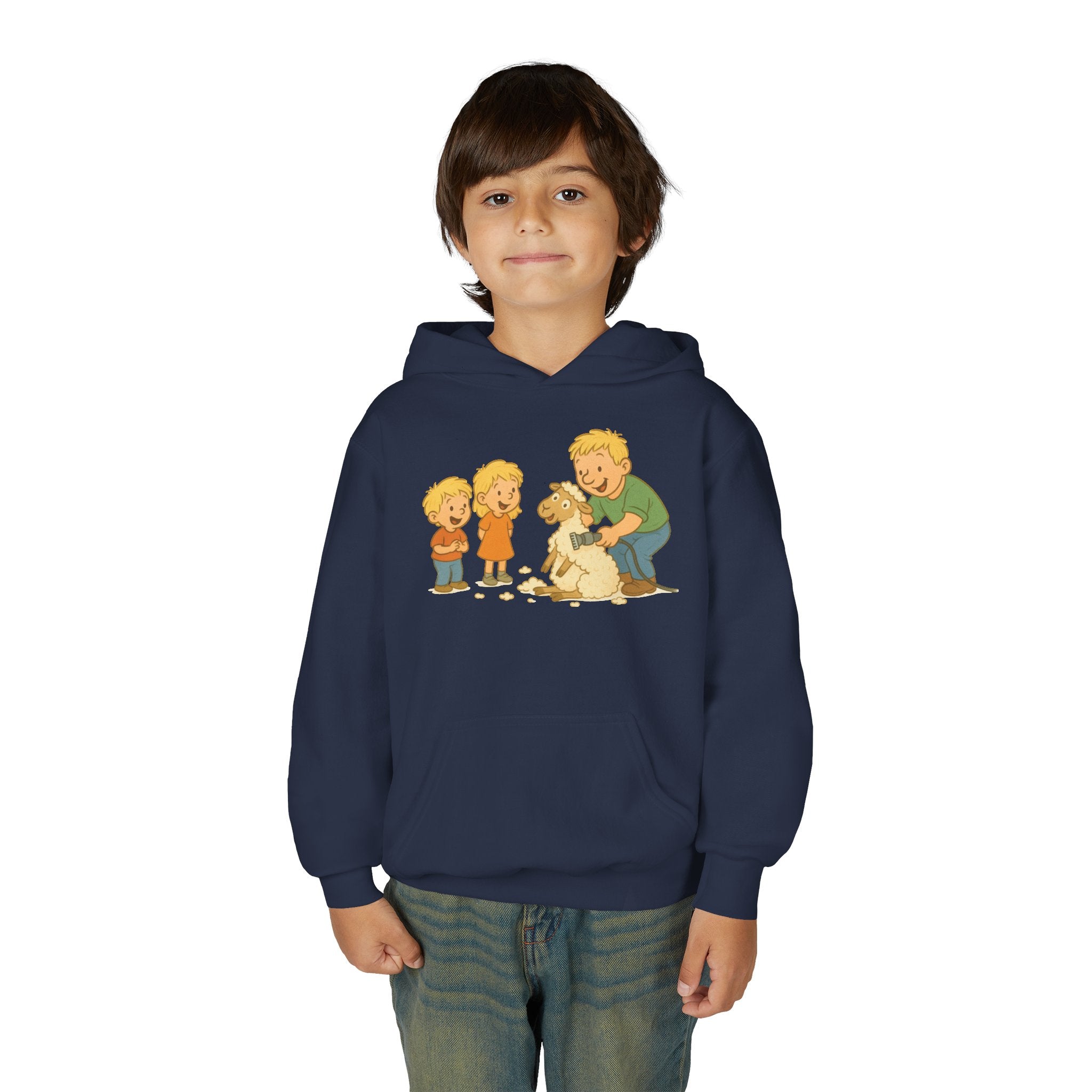 Youth Hoodie — Vintage Kids & Dog Graphic Pullover