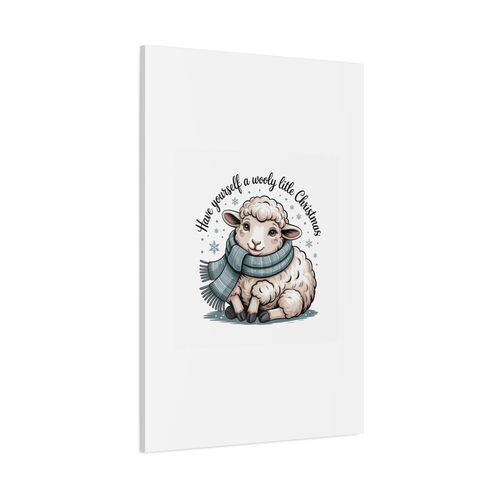 woolly little Christmas sheep Canvas | cozy animal winter print