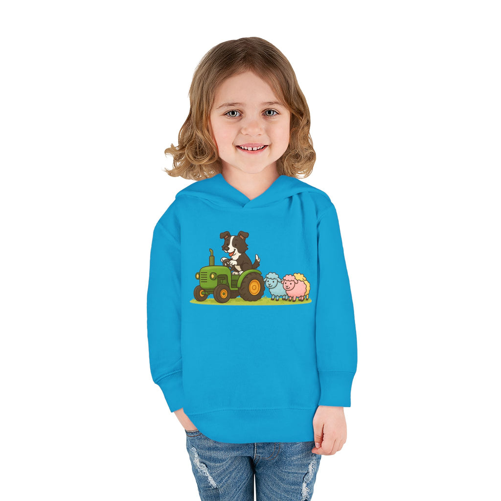 Toddler Hoodie — Cute Farm Tractor with Puppy & Sheep Kids Pullover