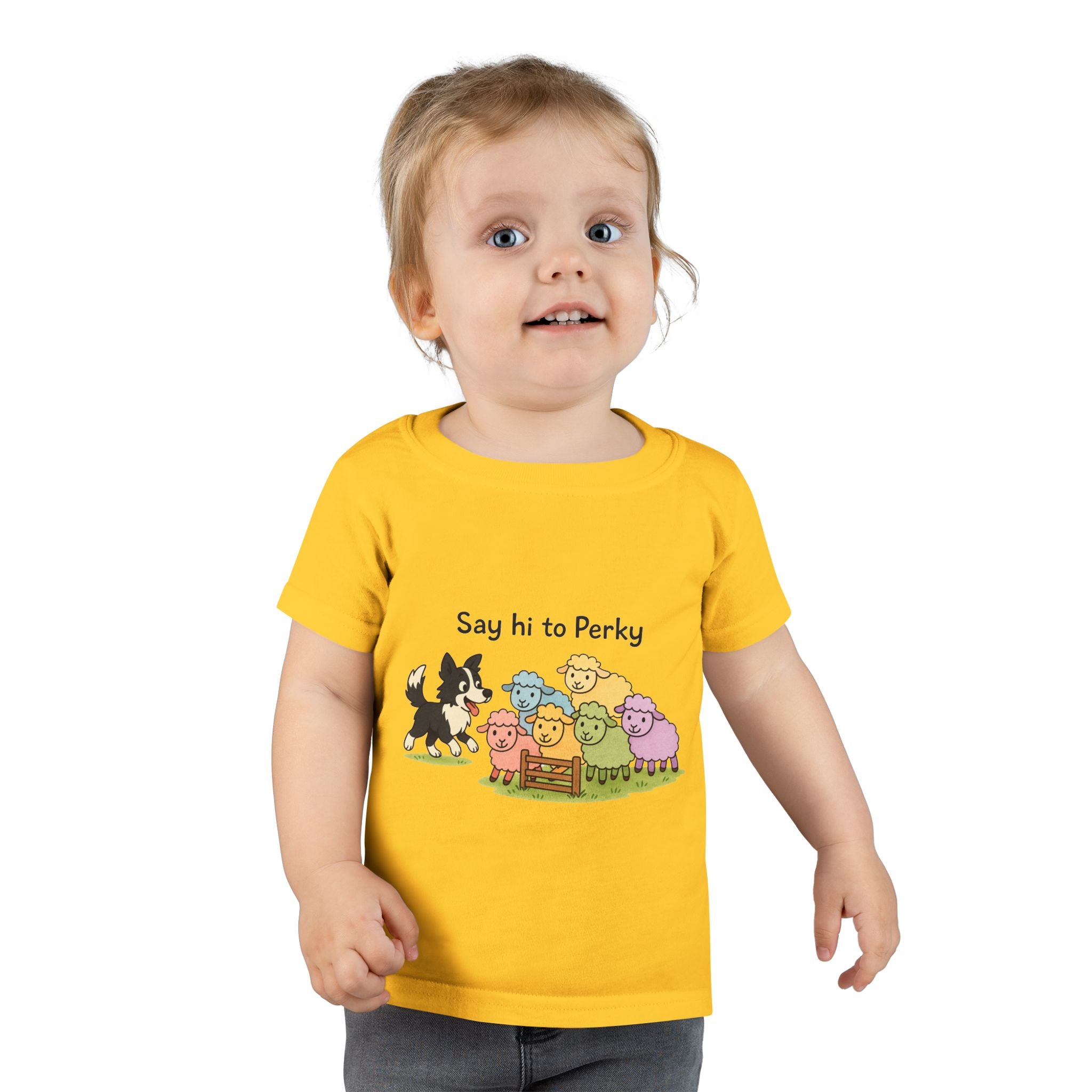 Toddler T-Shirt — "Say Hi to Perky" Cute Pastel Farm Animal Tee