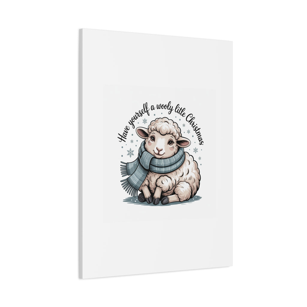 woolly little Christmas sheep Canvas | cozy animal winter print