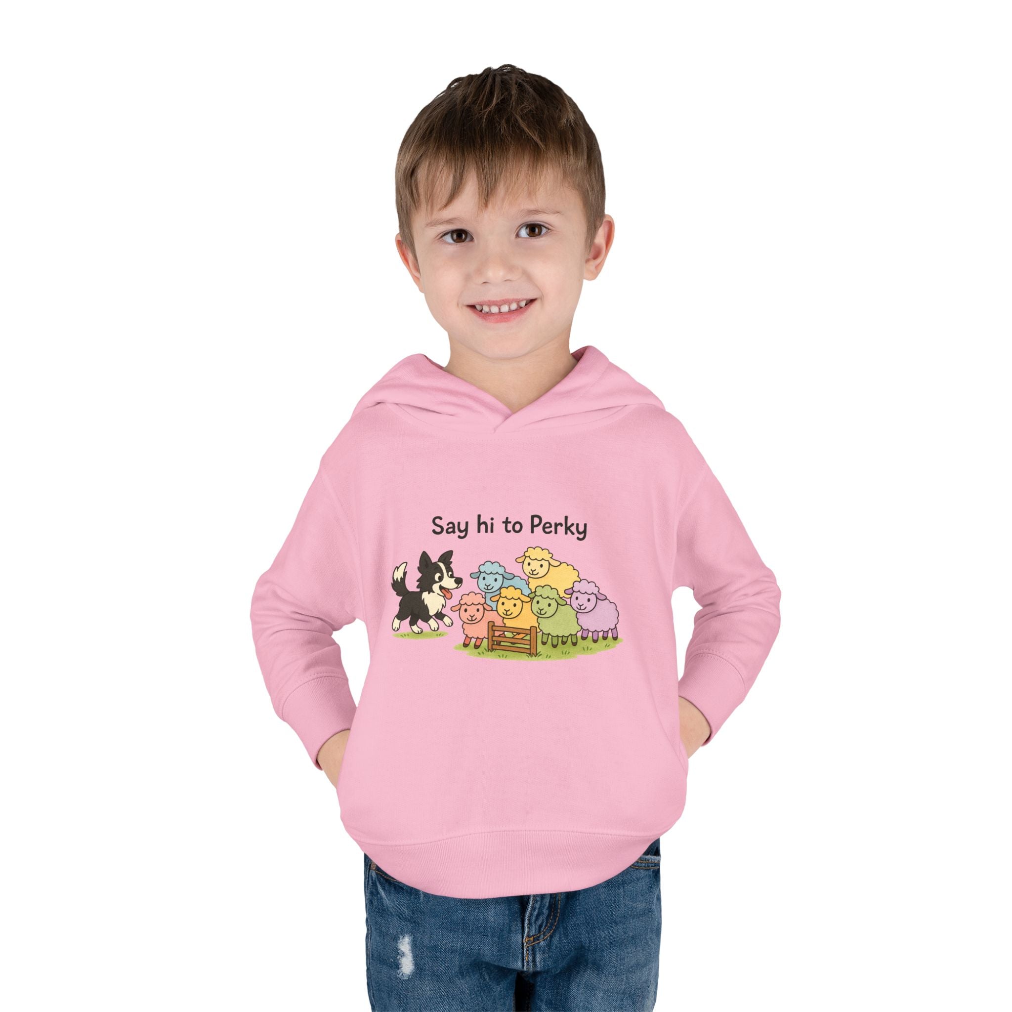 Toddler Hoodie - "Say Hi to Perky" Cute Farm Animal Pullover for Kids