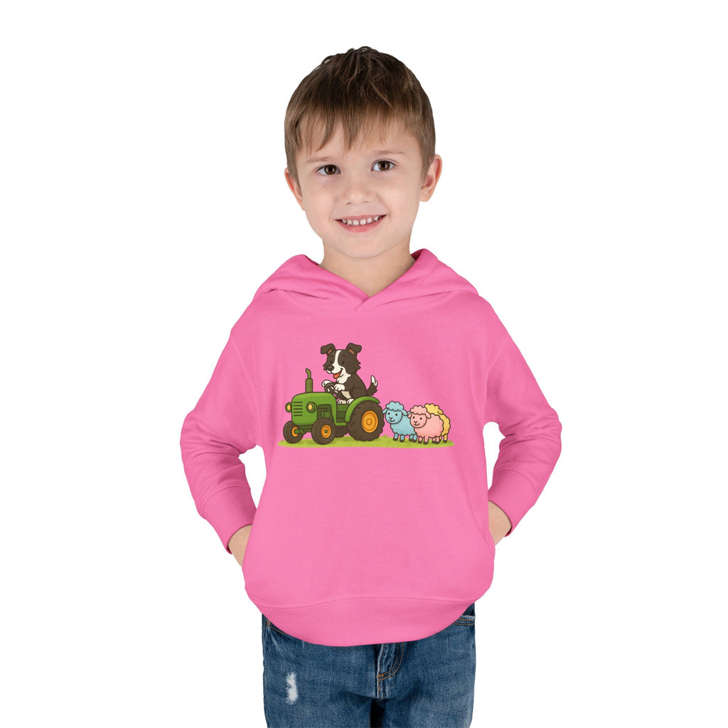 Toddler Hoodie — Cute Farm Tractor with Puppy & Sheep Kids Pullover