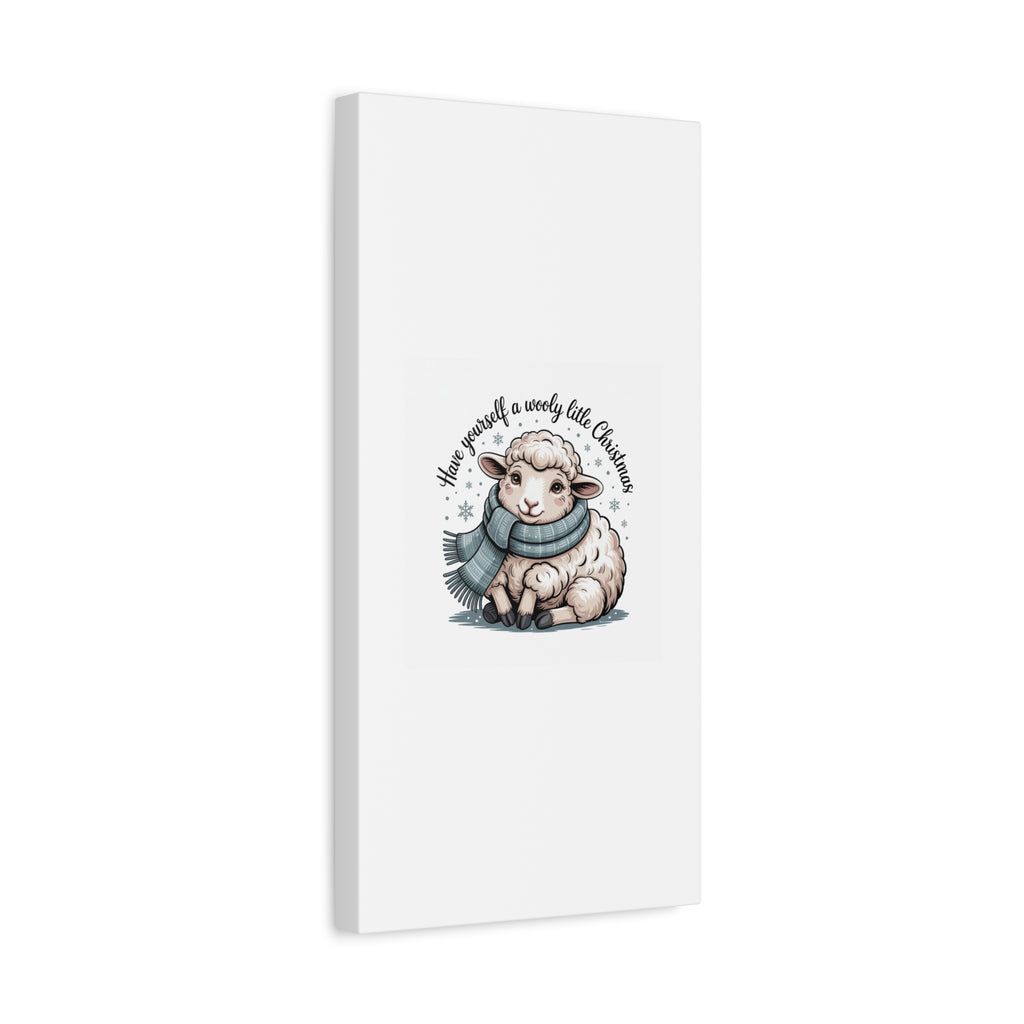 woolly little Christmas sheep Canvas | cozy animal winter print