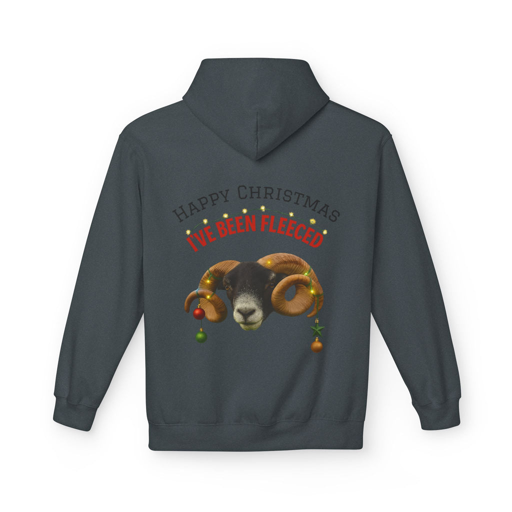 Christmas Ram Hoodie — "Happy Christmas I've Been Fleeced" Holiday Sweatshirt