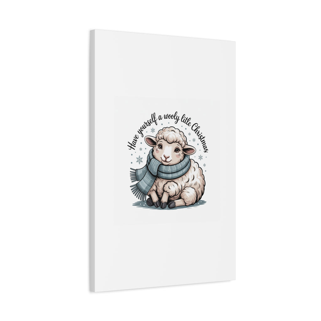 woolly little Christmas sheep Canvas | cozy animal winter print