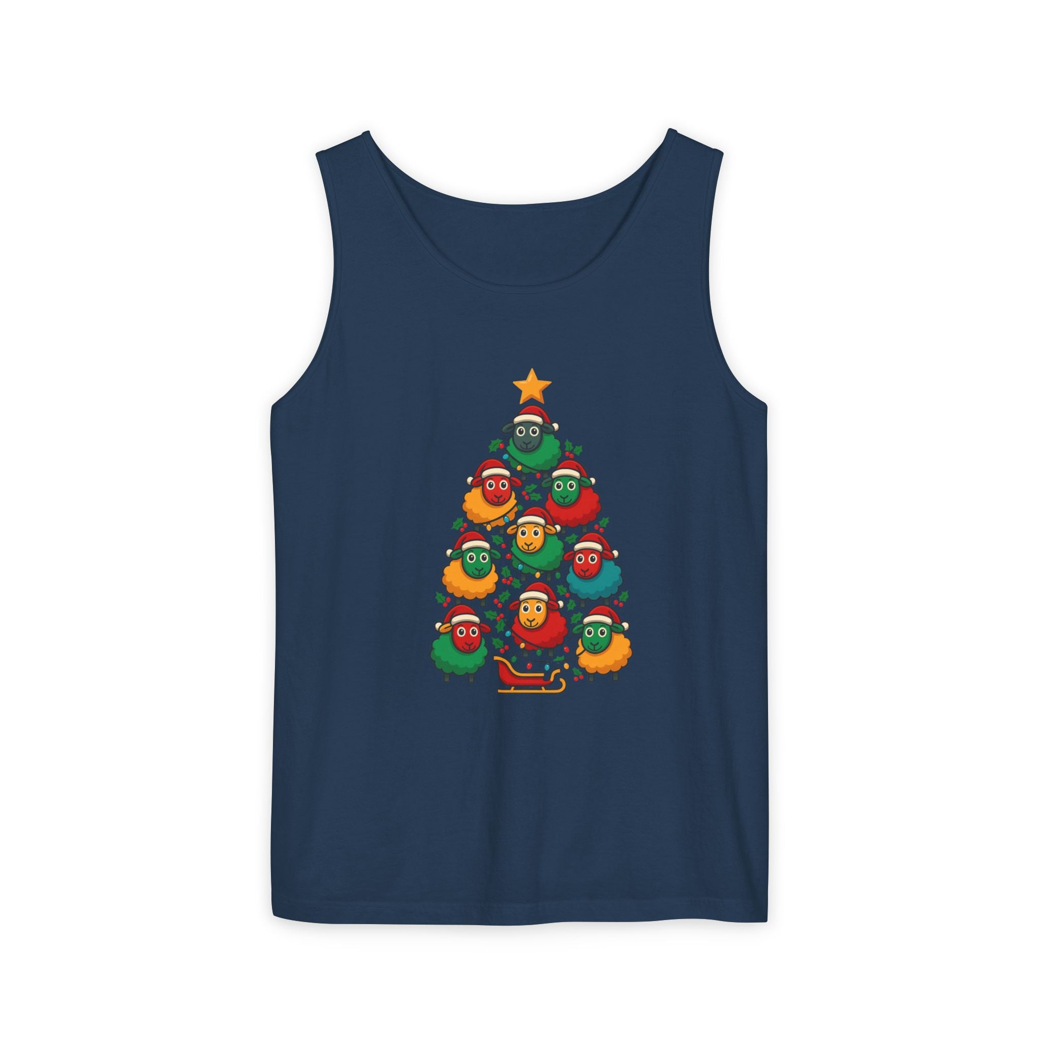 Christmas Sheep Tree Tank Top – Cute Holiday Chick Ornament Design