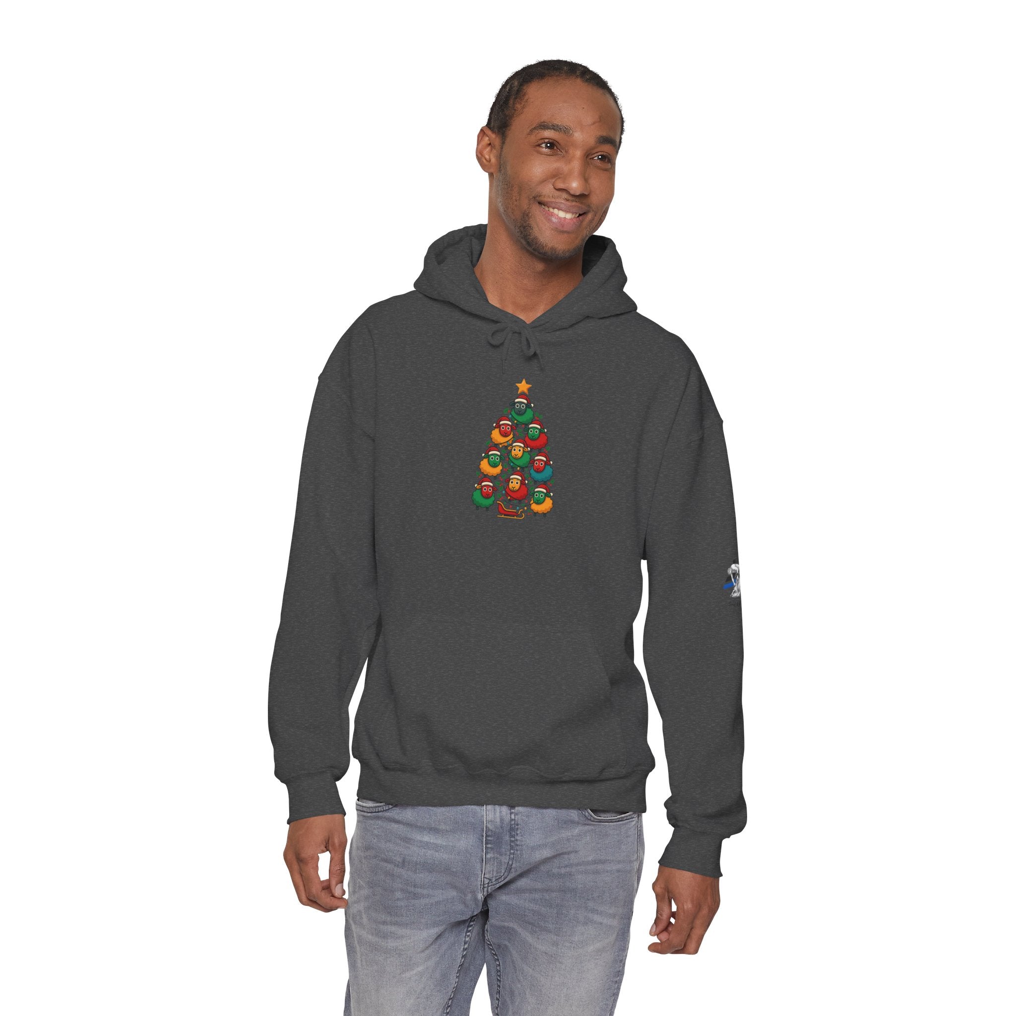 Christmas Tree Sheep Hoodie – Cute Holiday Bird Tree Graphic Sweatshirt