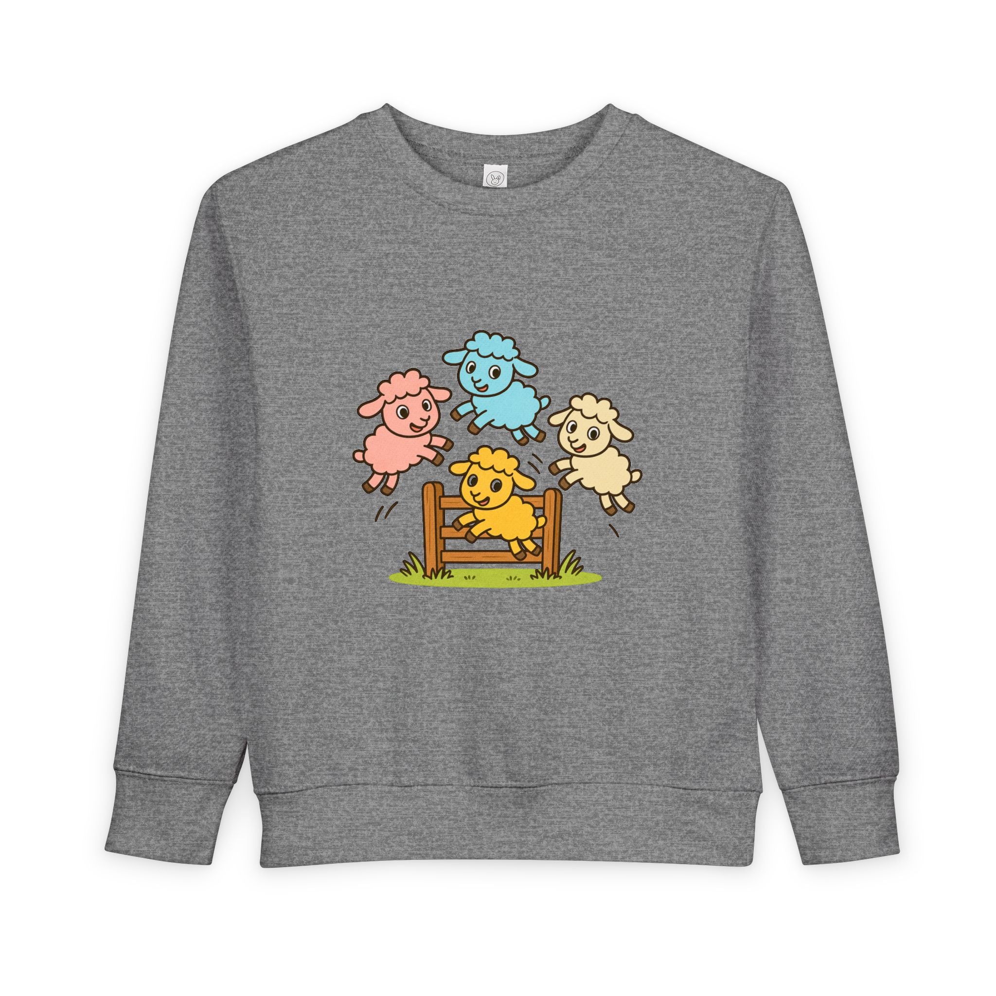 Cute Jumping Sheep Toddler Sweatshirt — Colorful Farm Animal Kids Pullover