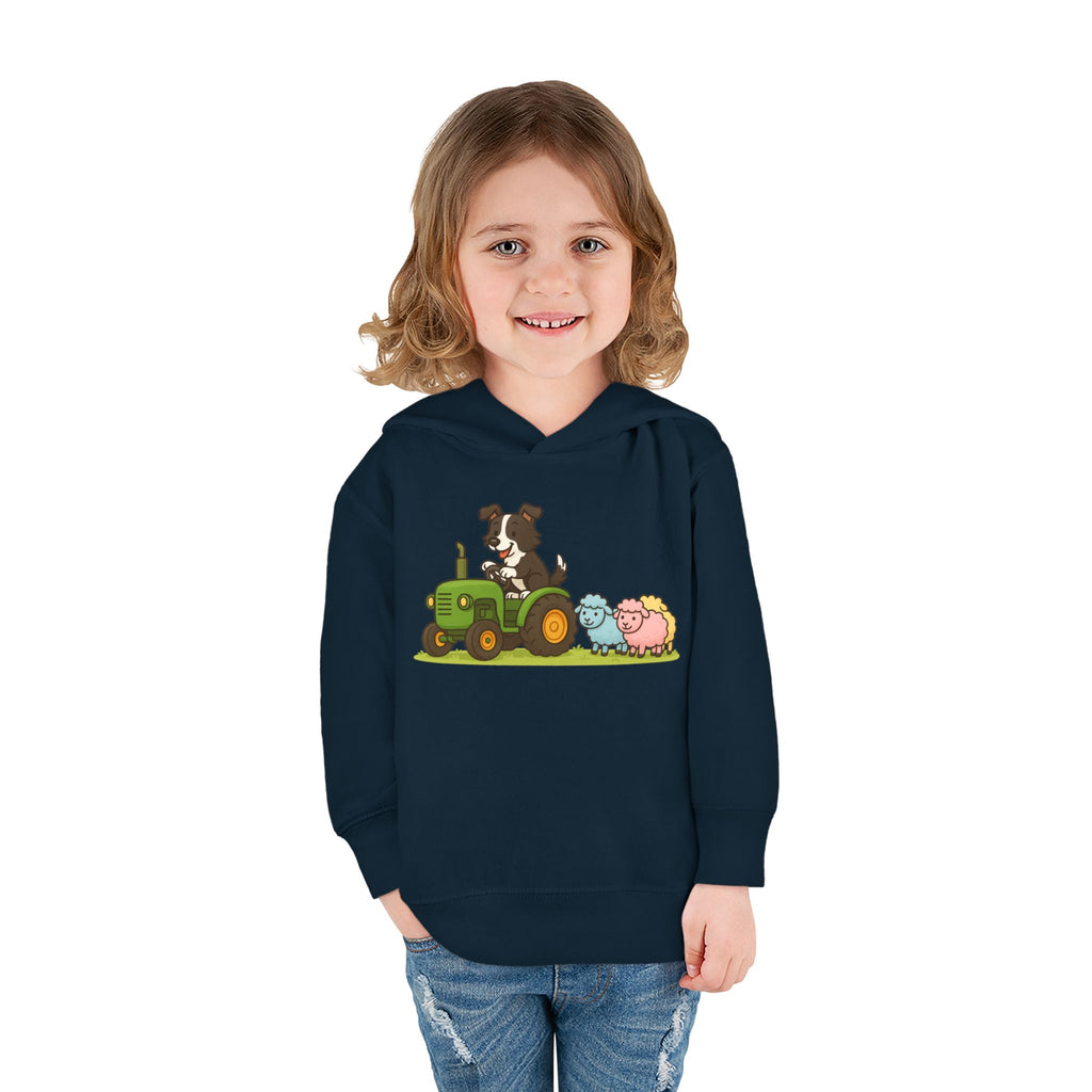 Toddler Hoodie — Cute Farm Tractor with Puppy & Sheep Kids Pullover