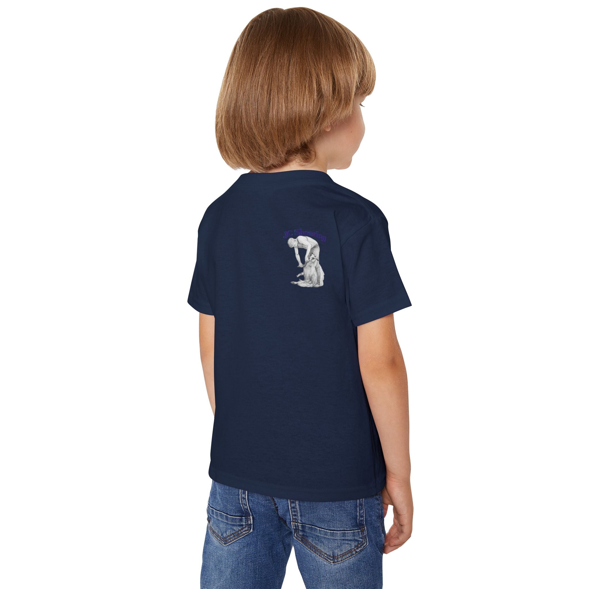 Toddler T-Shirt — Cartoon Farm Tractor with Border Collie & Sheep Friends