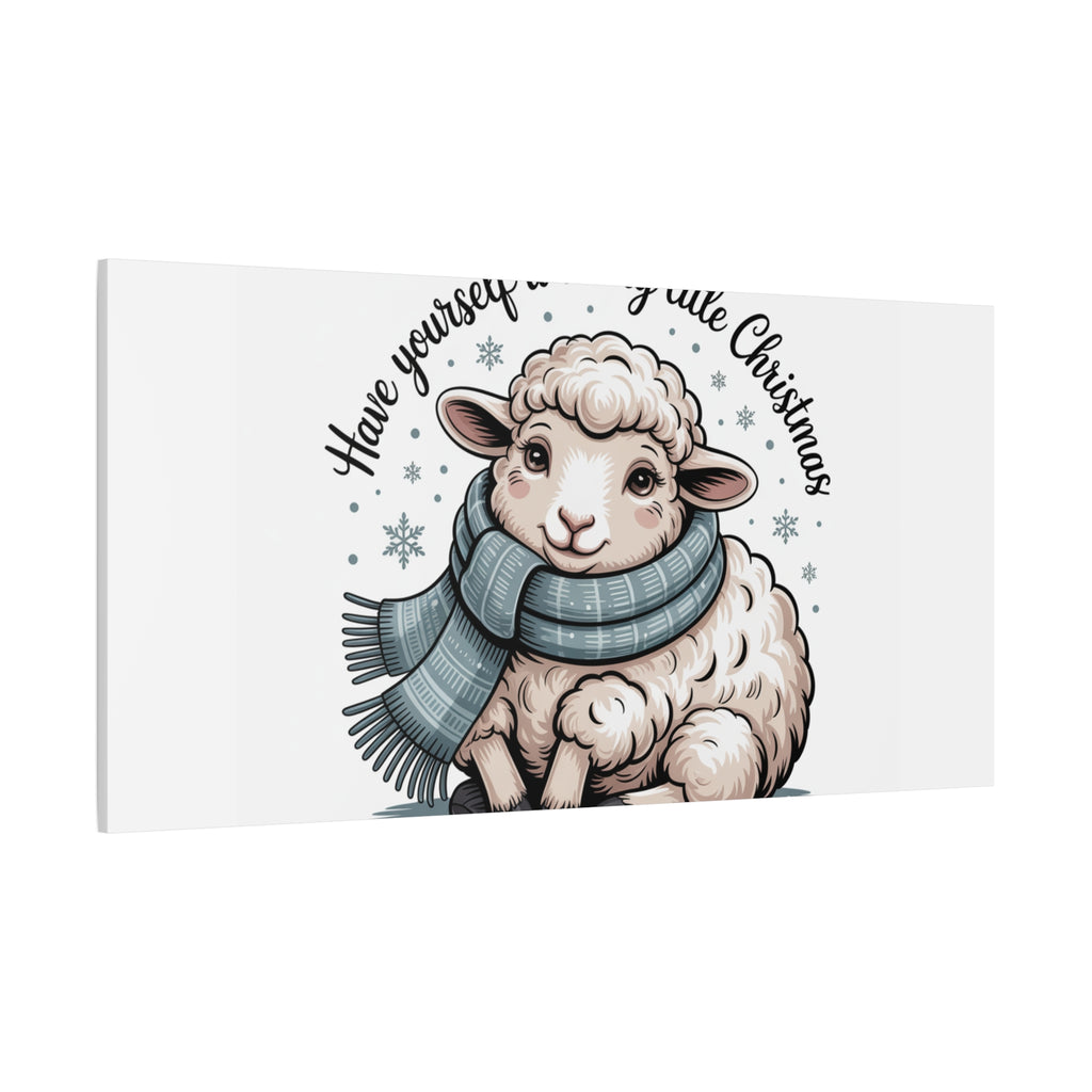 woolly little Christmas sheep Canvas | cozy animal winter print