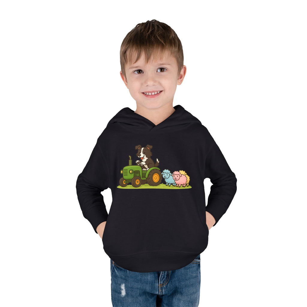 Toddler Hoodie — Cute Farm Tractor with Puppy & Sheep Kids Pullover